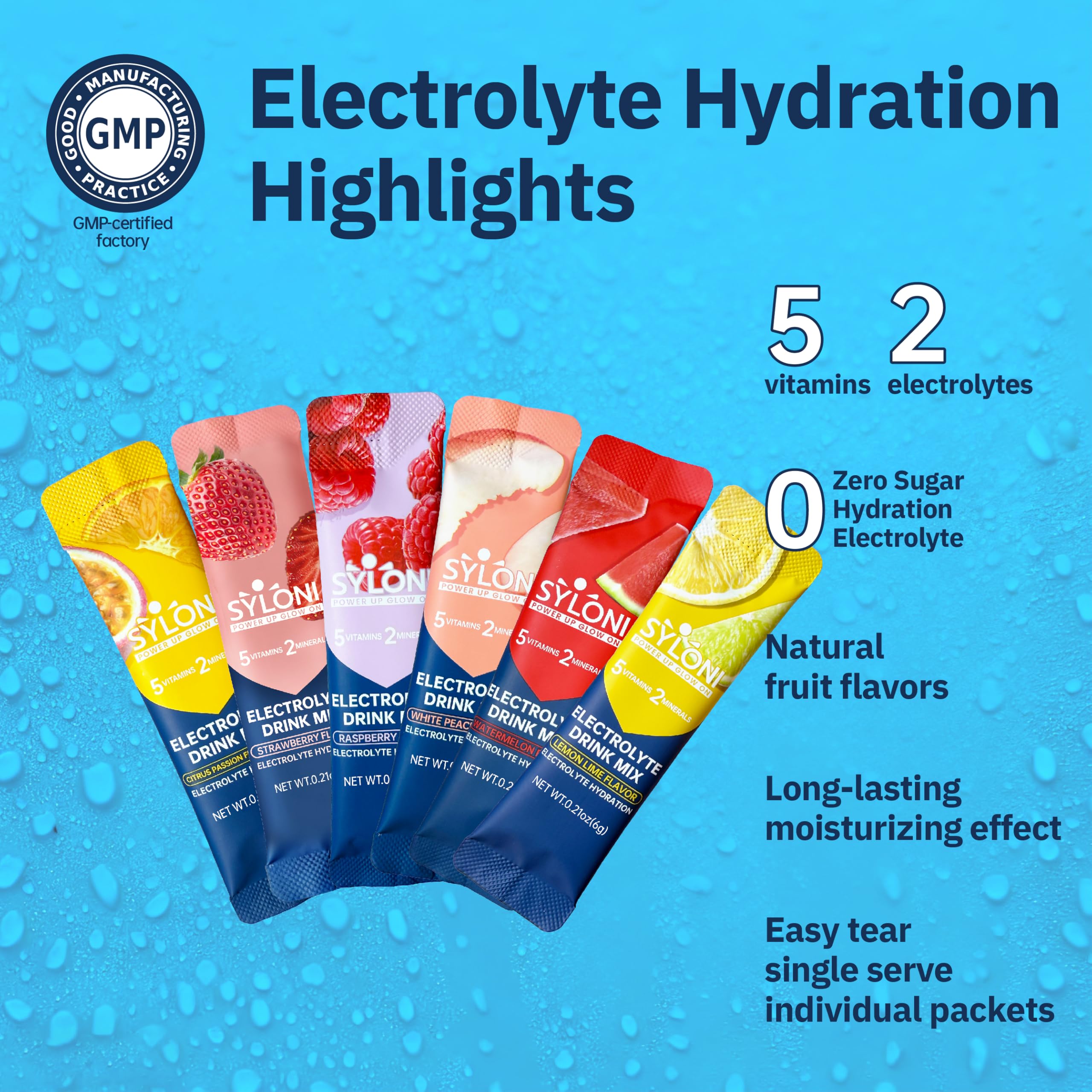 Syloni Electrolytes Powder Packets, Trial Variety Pack(20 Sticks), Sugar Free Hydration Packets Electrolyte Drink Mix with 7 Vitamins and Electrolytes Syloni buy supplements canada
