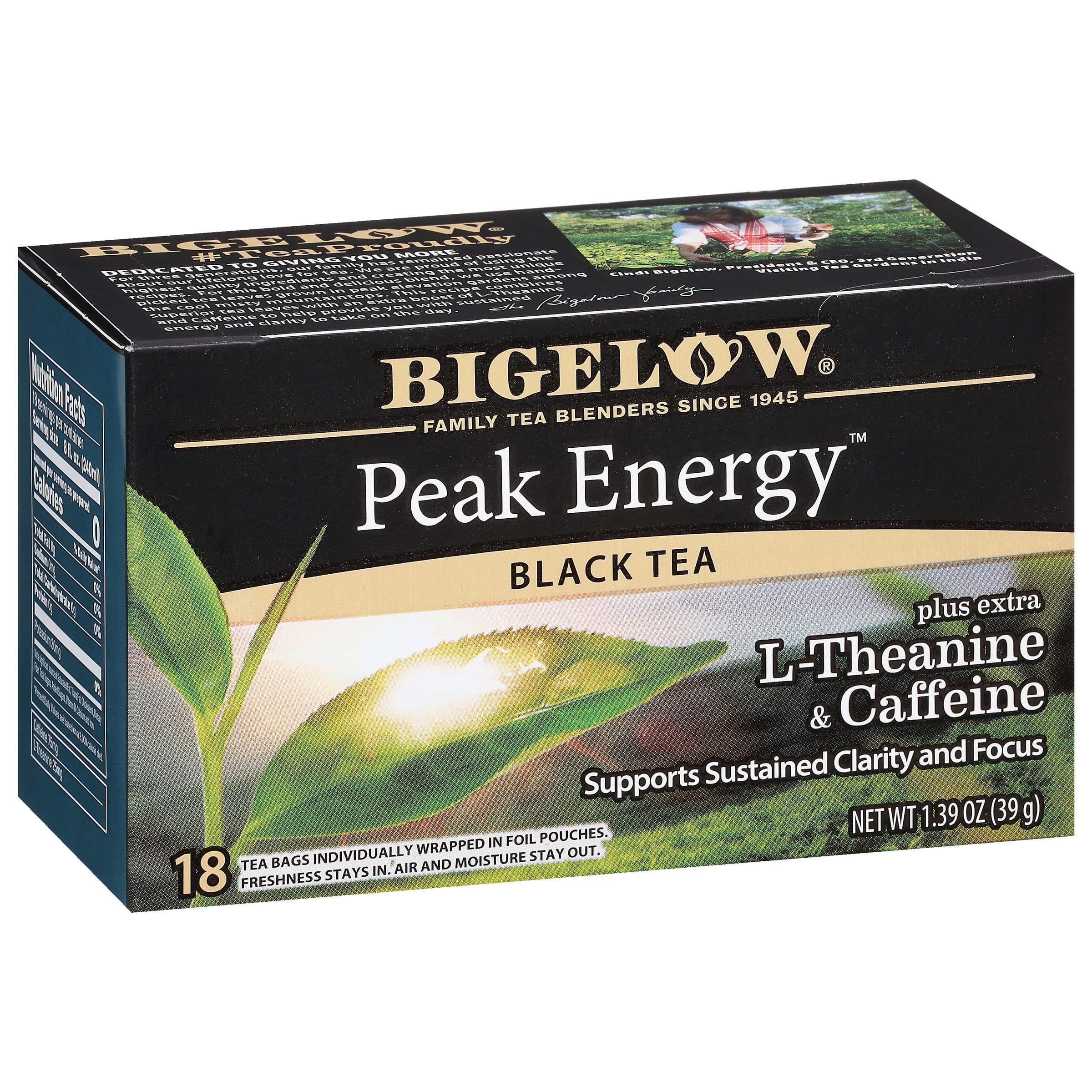 Bigelow Tea Peak Energy plus extra L-Theanine & Caffeine, 18 Count (Pack of 6), 108 Total Tea Bags Bigelow Tea buy supplements canada