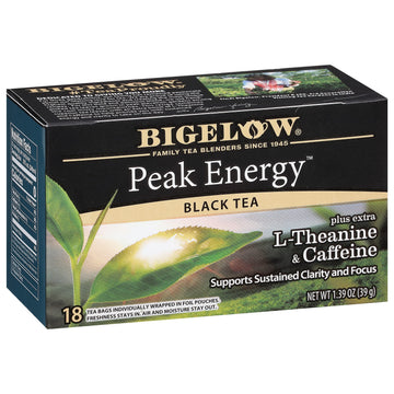 Bigelow Tea Peak Energy plus extra L-Theanine & Caffeine, 18 Count (Pack of 6), 108 Total Tea Bags Bigelow Tea buy supplements canada