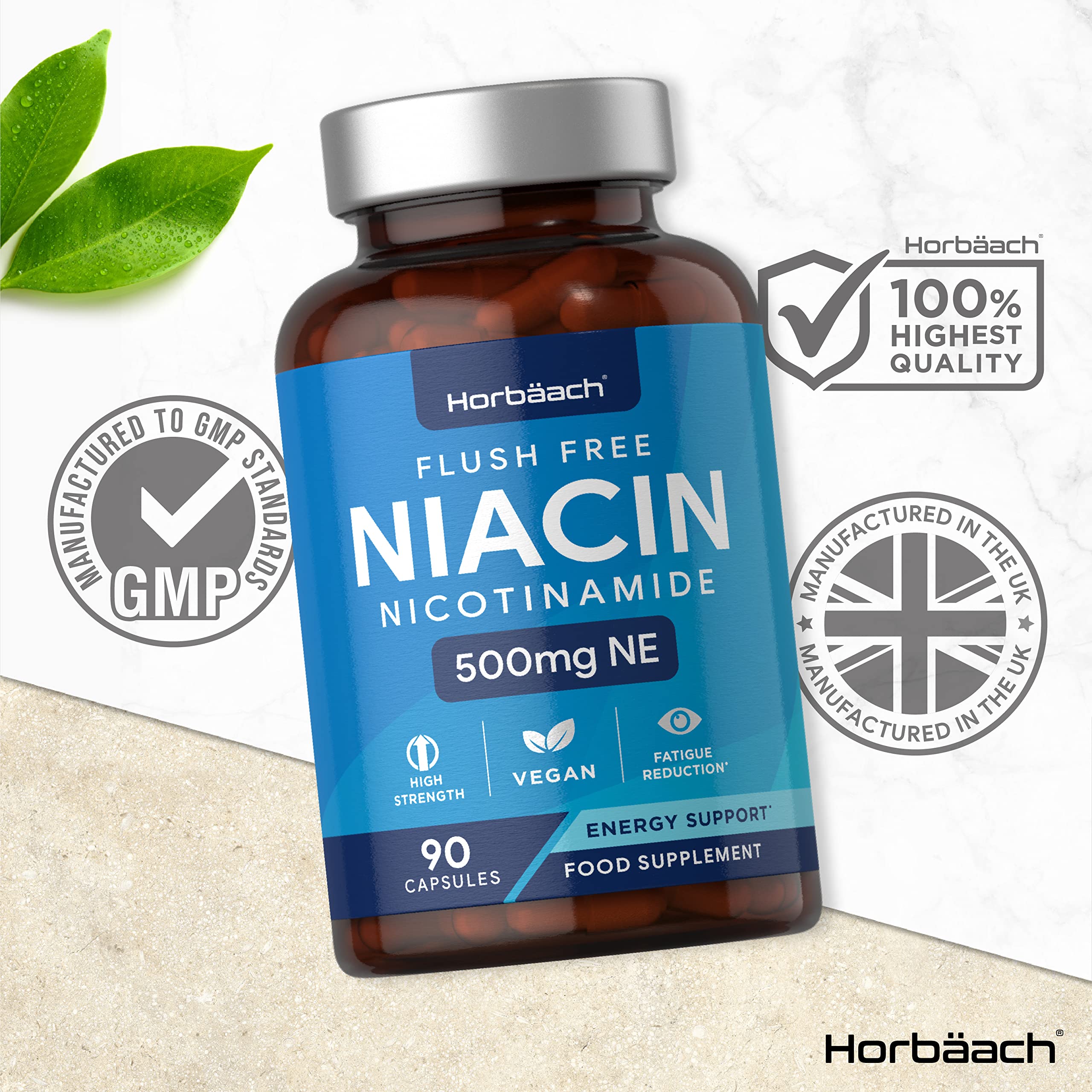 Vitamin B3 Niacin 500mg | 90 Vegan Capsules | Flush Free Nicotinamide Supplement Horbäach buy supplements canada