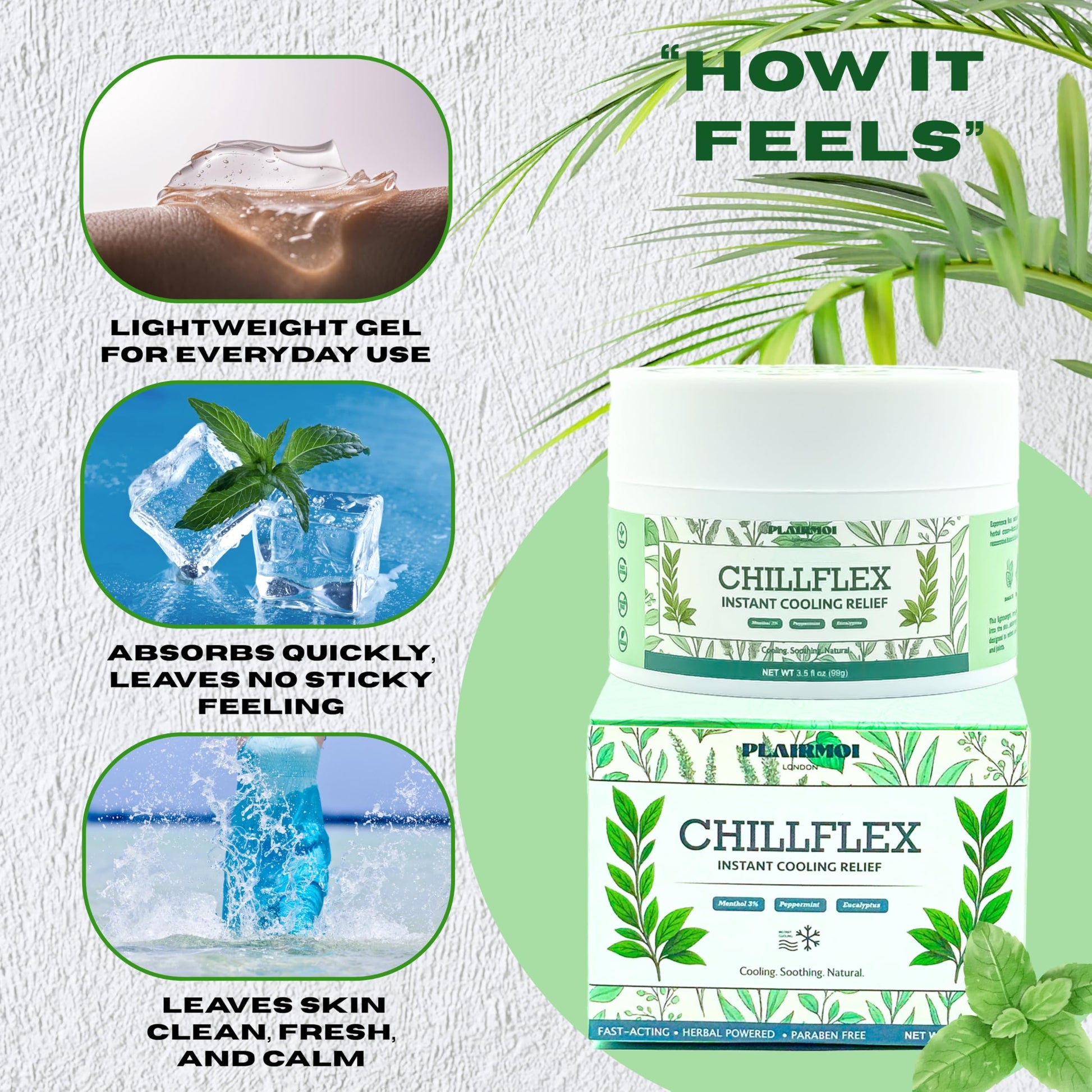 PLAIRMOI CHILLFLEX Pain Relief Gel for Muscle Aches, Joint Pain, Discomfort & Inflammation – Fast Acting, Cooling, Non-Greasy with 3% Menthol & Eucalyptus – 3.5 oz, 1-Pack PLAIRMOI buy supplements canada