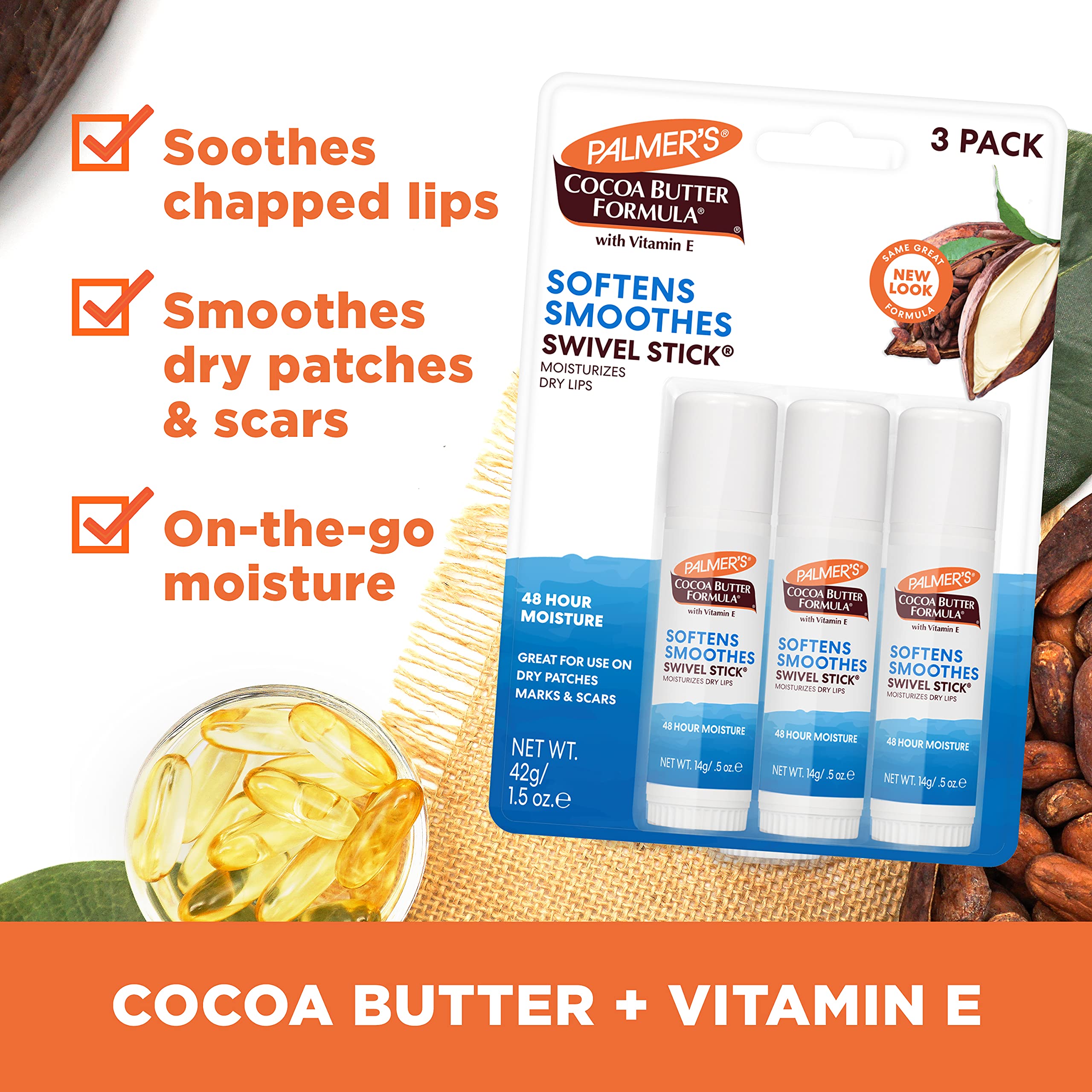 Palmer's Cocoa Butter Formula Moisturizing Swivel Stick with Vitamin E, Lip Balm for Valentine's Day, Face & Body Moisturizer Stick Palmer's buy supplements canada