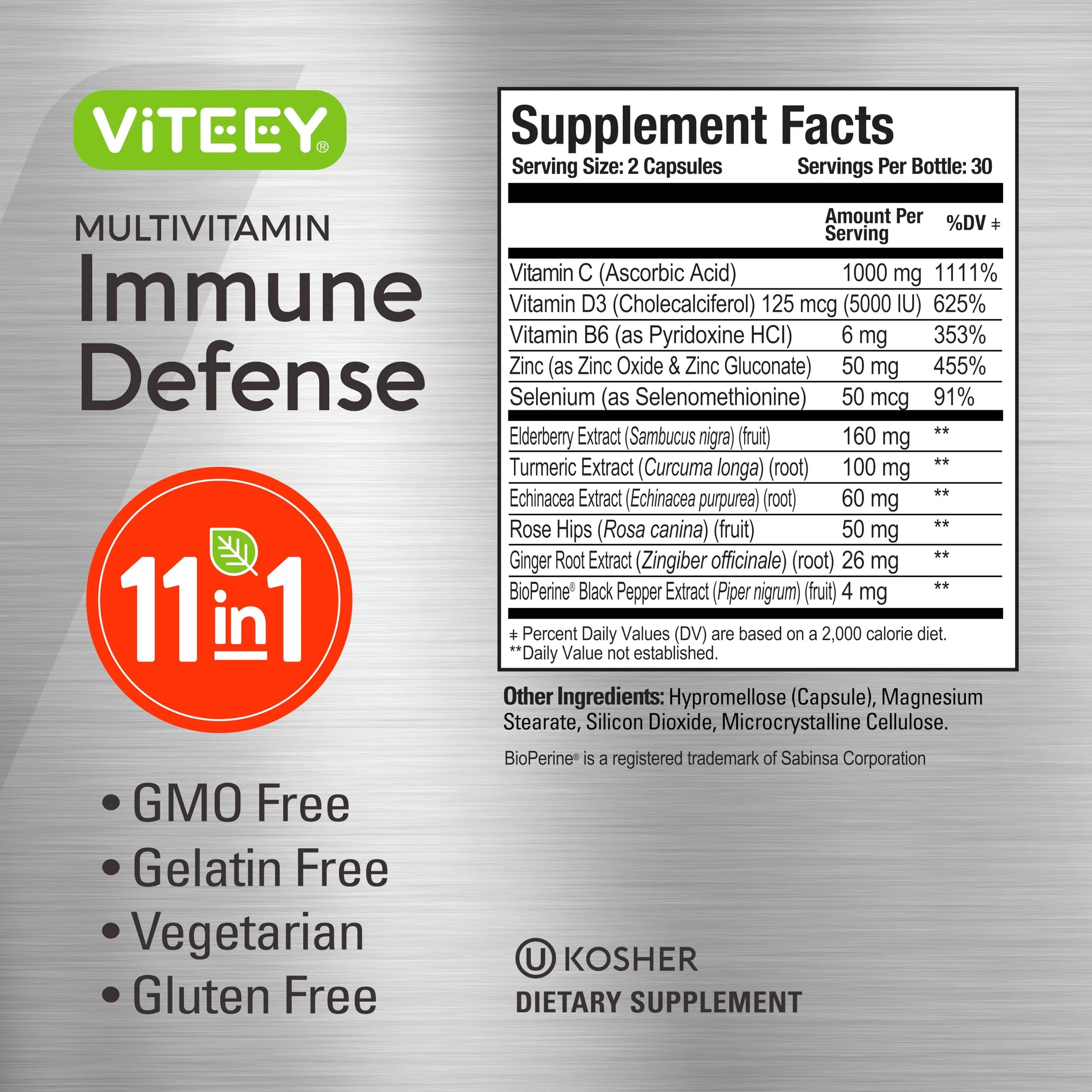 VITEEY 11 in 1 Immune Support Supplement - Immune Defense with Vitamin D3, B6, Echinacea, Turmeric, Rose-HIPS, Selenium Viteey buy supplements canada