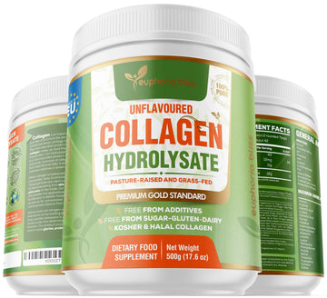 Premium Collagen Powder 500g Unflavoured High Grade Hydrolysed Collagen Joints, Bones, Gut, Wrinkles, Hair, Skin, Nails, Pain, Injury, Sleep, Fitness, Keto Euphoria Bliss buy supplements canada