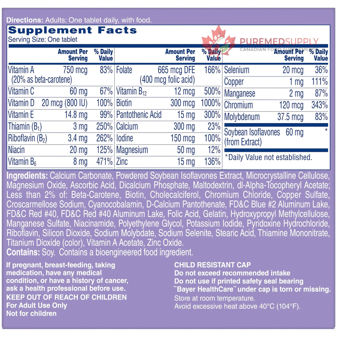 One A Day Women's Menopause Multivitamin with Vitamin A, Vitamin C, Vitamin D, Vitamin E and Zinc for Immune Health Support, Bone health, 50 Count ONE A DAY buy supplements canada