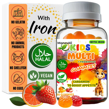 MonesAli Kids Multivitamin Gummies with Iron & Probiotics – Vegan, Gelatin-Free, Halal, Orange & Strawberry Flavors, 90 Count MonesAli buy supplements canada