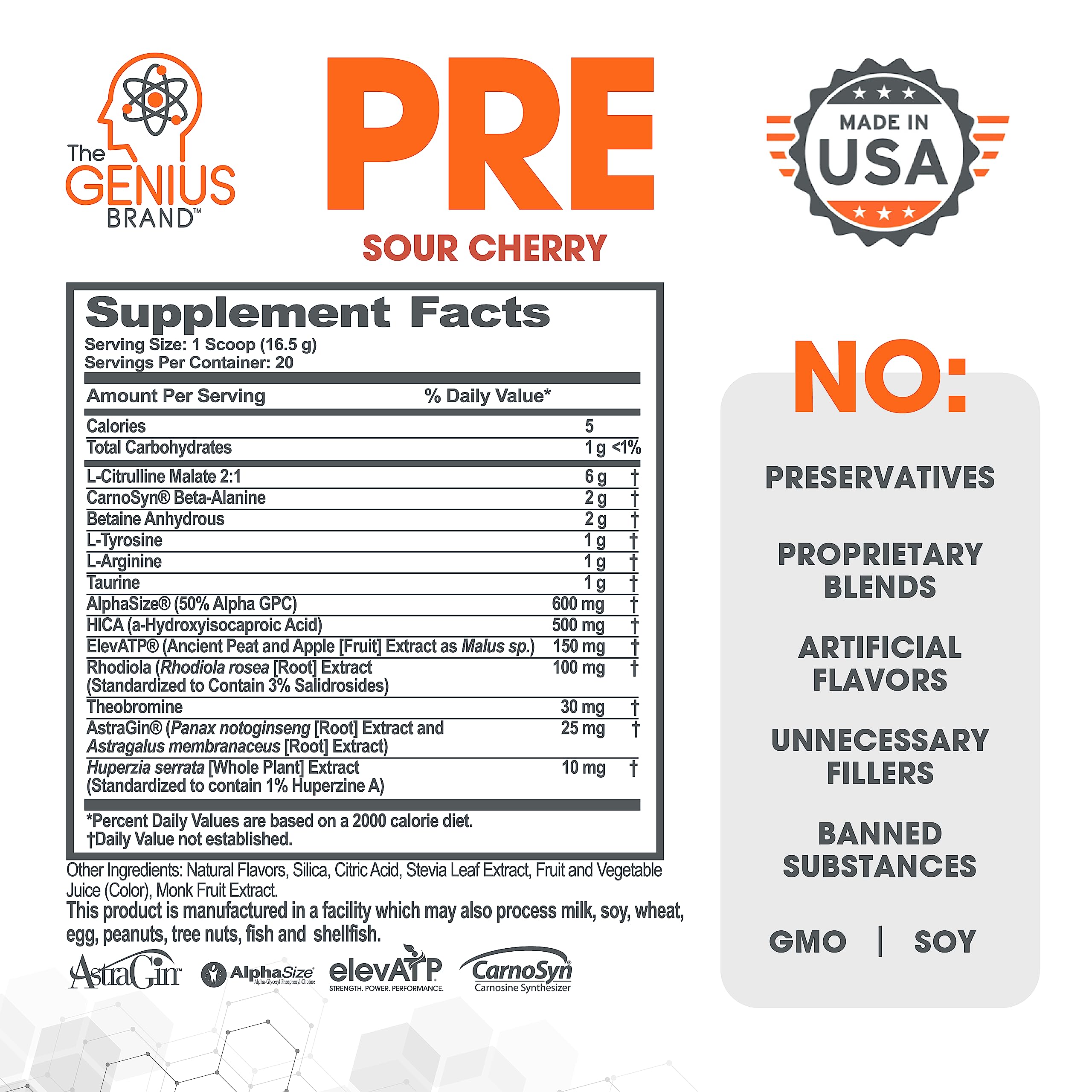 Genius Pre Workout Powder, Sour Cherry, and Genius Micronized Creatine Monohydrate The Genius Brand buy supplements canada