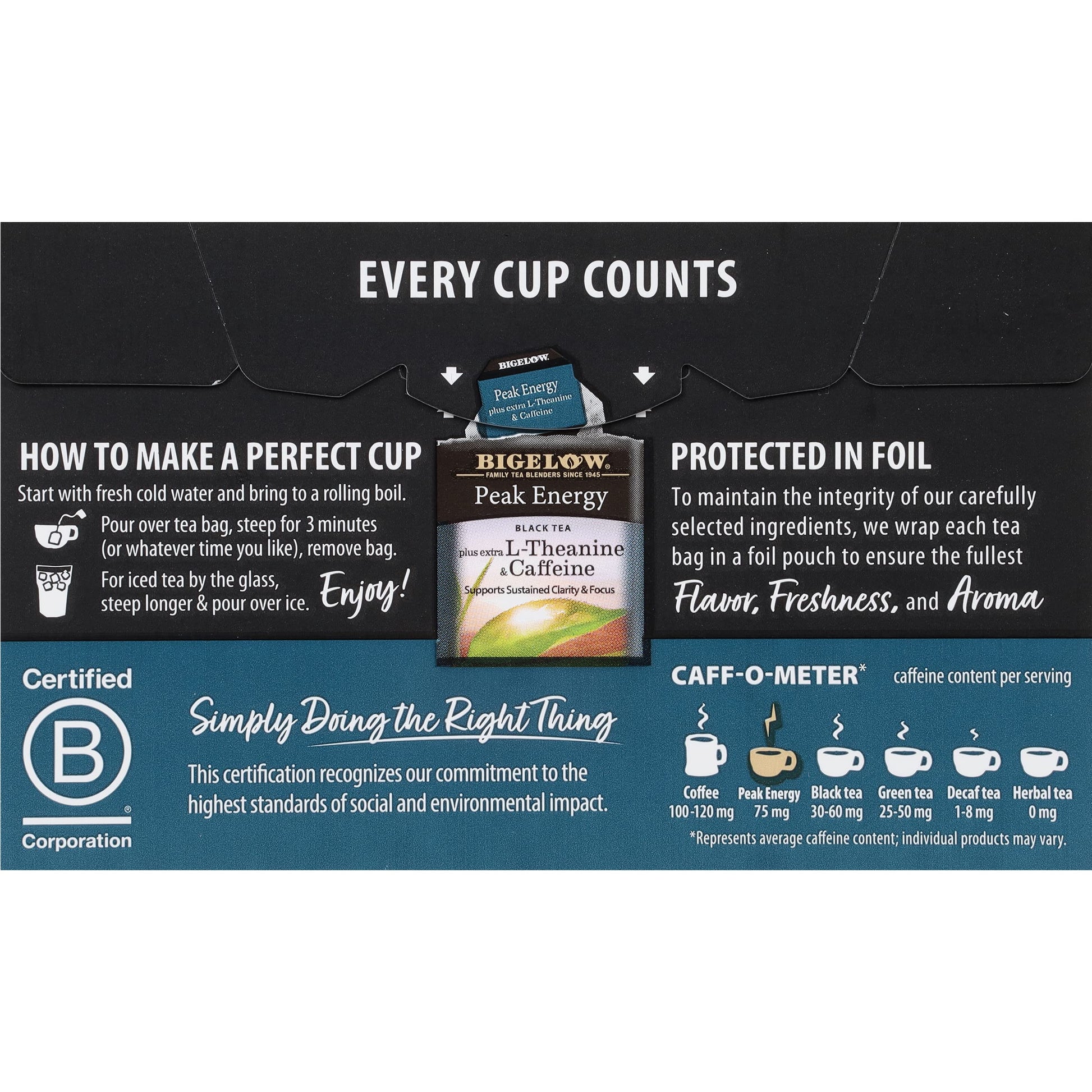 Bigelow Tea Peak Energy plus extra L-Theanine & Caffeine, 18 Count (Pack of 6), 108 Total Tea Bags Bigelow Tea buy supplements canada