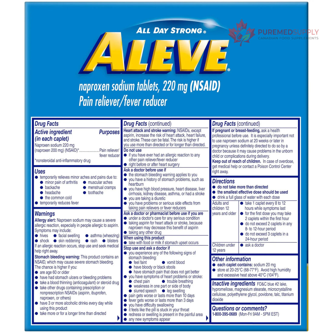 Aleve Pain Reliever & Fever Reducer Naproxen Sodium Caplets, Body and Arthritis Pain Reliever, Medicine for Adults and Children Ages 12 and Up, 60 Individual Pouches Aleve buy supplements canada