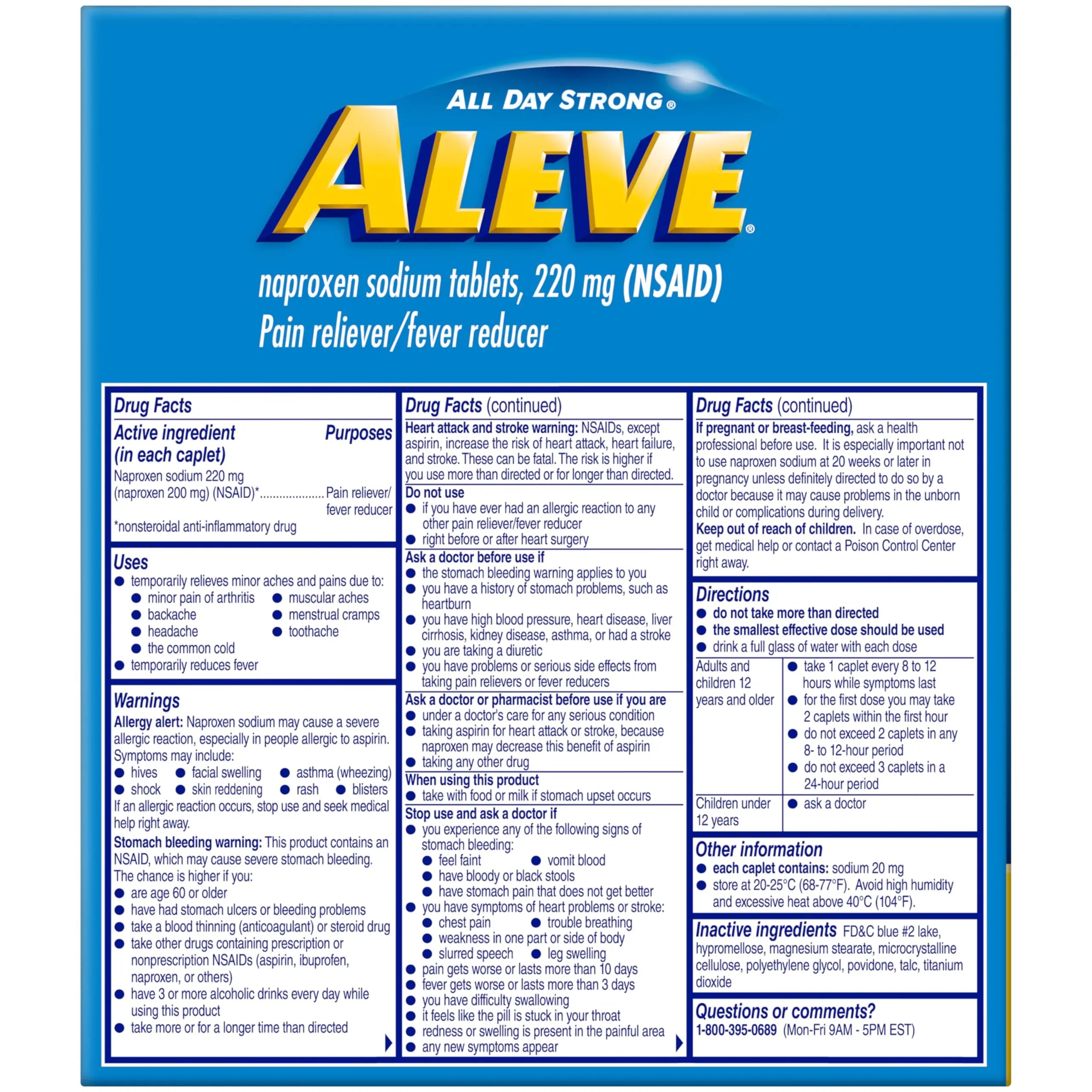 Aleve Pain Reliever & Fever Reducer Naproxen Sodium Caplets, Body and Arthritis Pain Reliever, Medicine for Adults and Children Ages 12 and Up, 60 Individual Pouches Aleve buy supplements canada