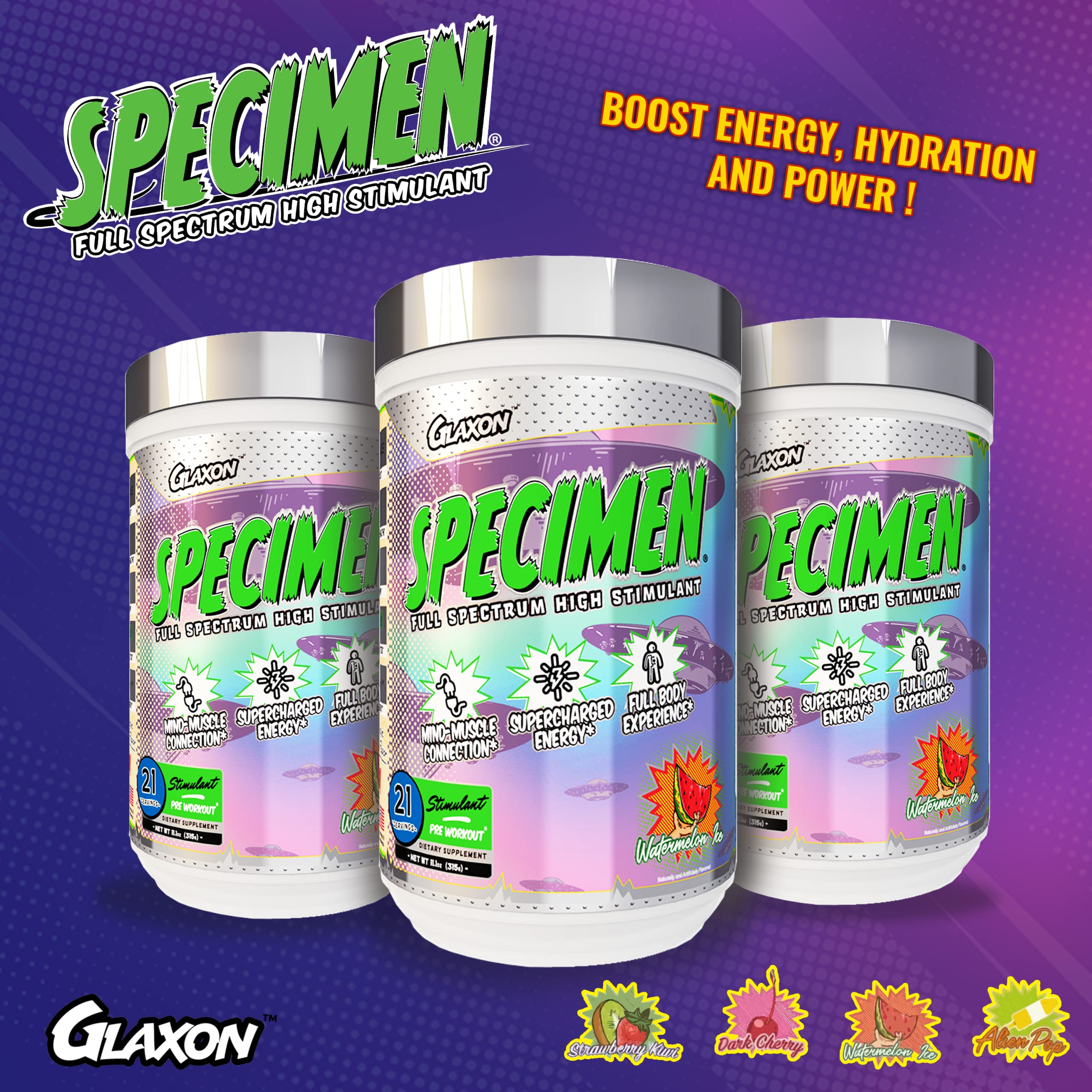 Glaxon Specimen High Stimulant Pre Workout Powder, Preworkout with 300mg Caffeine Glaxon buy supplements canada