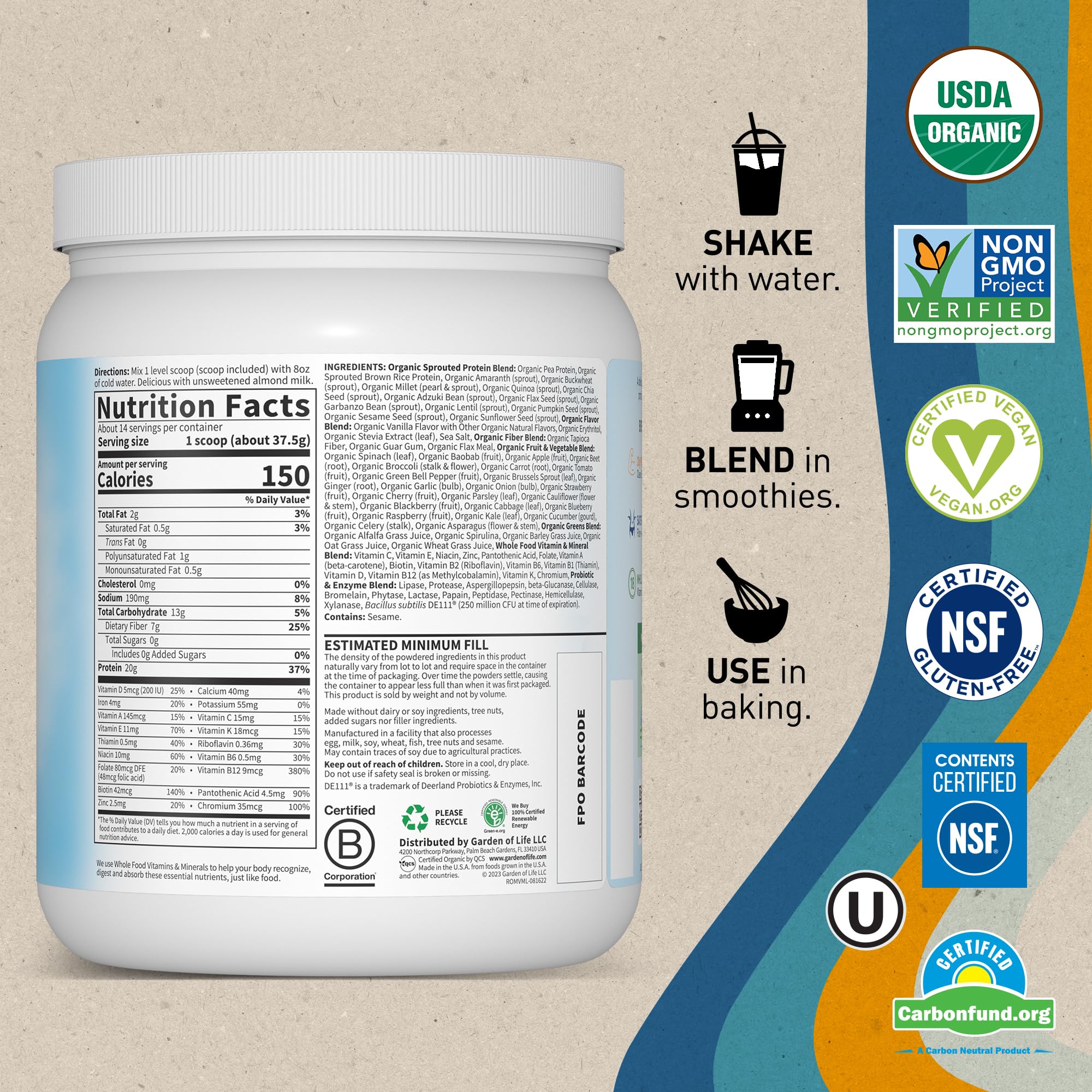 Garden of Life Vegan Protein Powder - Raw Organic Meal Replacement Garden of Life buy supplements canada