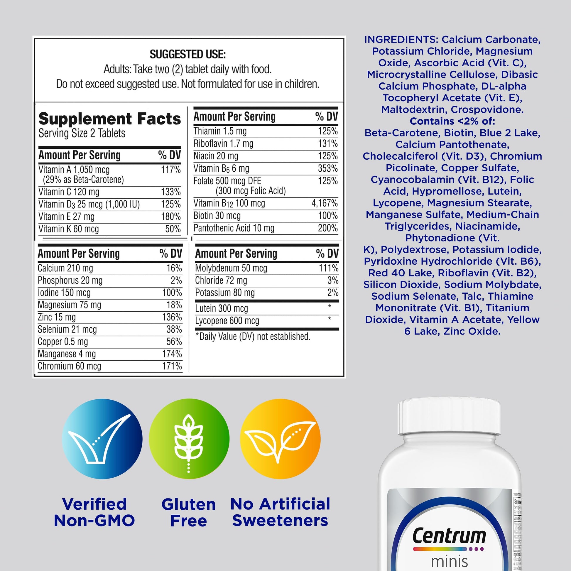 Centrum Minis Silver Multivitamin for Men 50 Plus, Multivitamin/Multimineral Supplement, Vitamin D3, B-Vitamins and Zinc, Non-GMO Ingredients, Supports Memory Centrum buy supplements canada