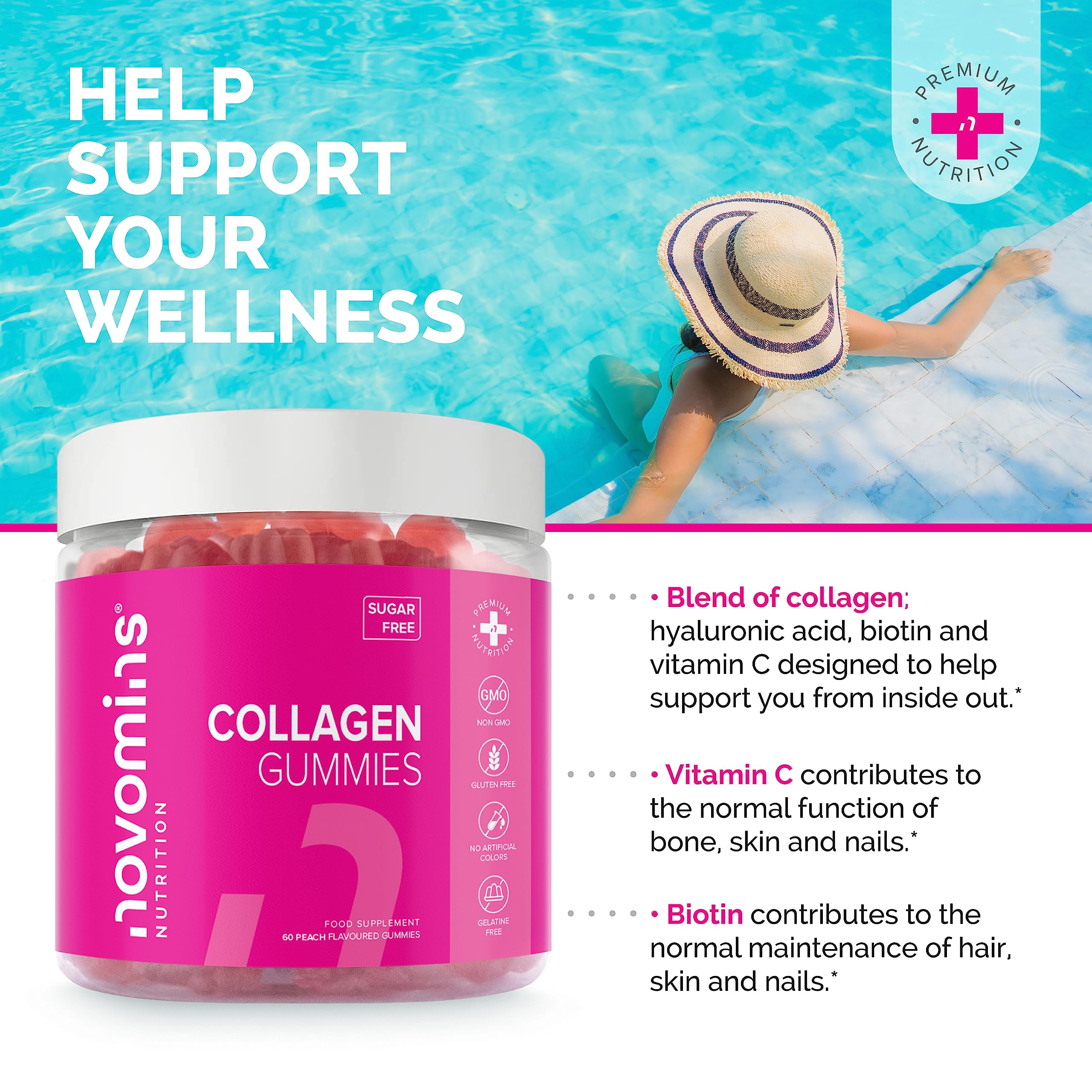 Collagen Gummies - Sugar Free Marine Collagen Gummies - Superior Type 1 Hydrolysed Collagen novomins buy supplements canada