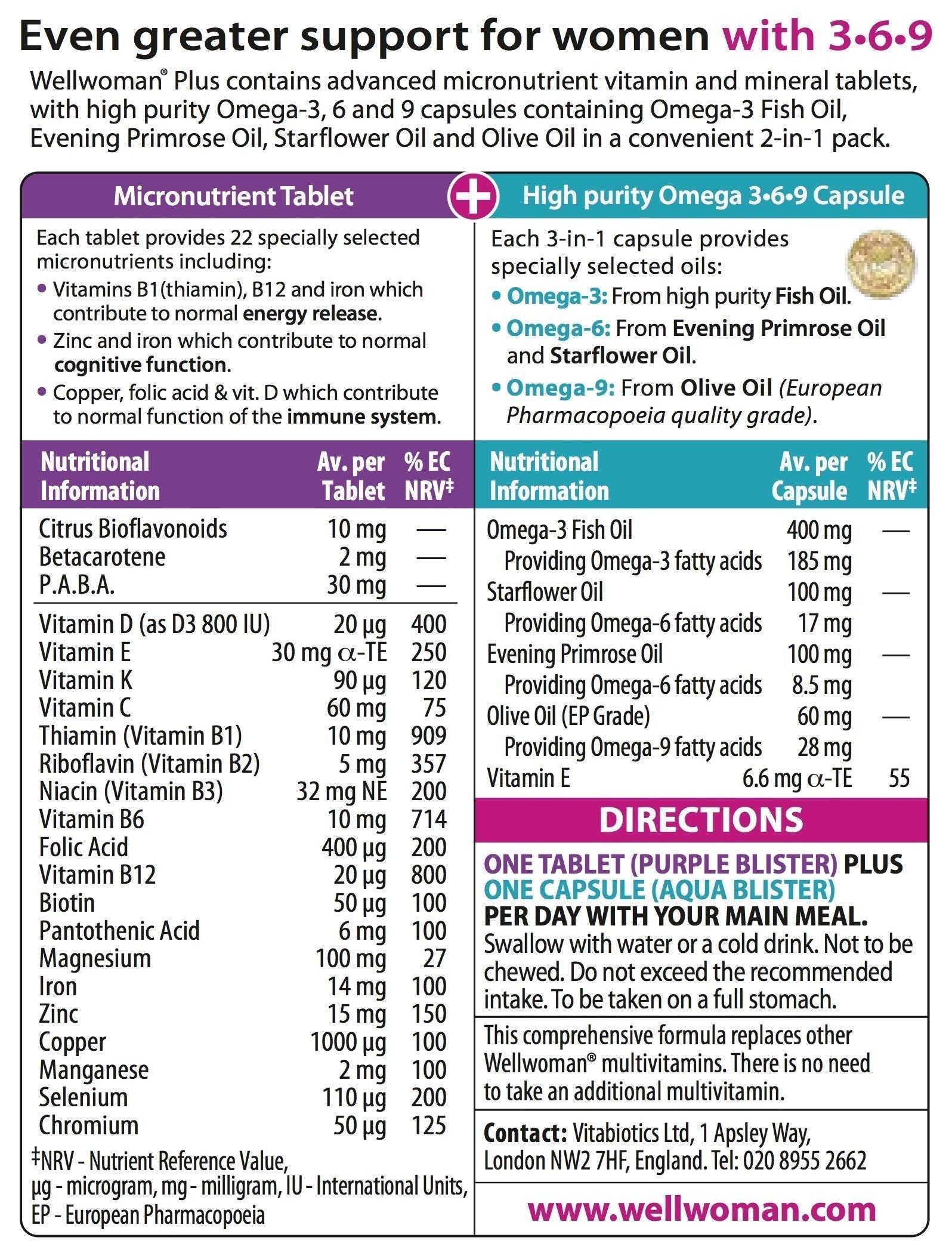 Vitabiotics Wellwoman Plus Omega 3 6 9 - 56 Tablets/Capsules Vitabiotics buy supplements canada