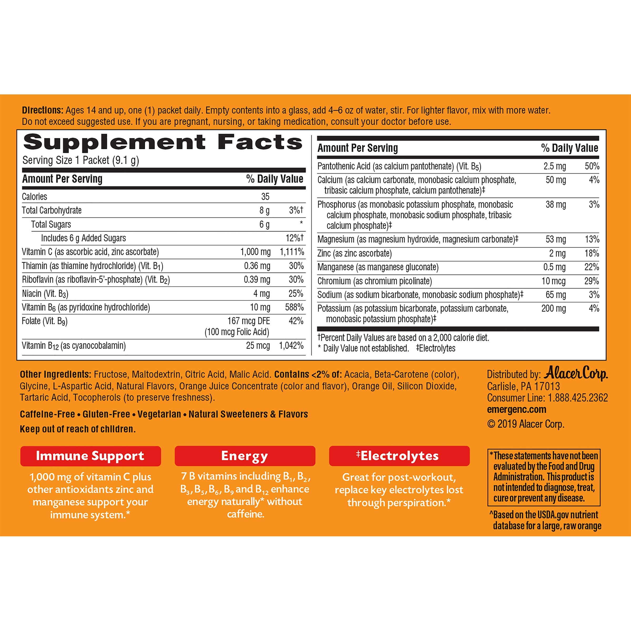Emergen-C 1000mg Vitamin C Powder for Daily Immune Support Caffeine Free Vitamin C Supplements with Zinc and Manganese Emergen-C buy supplements canada