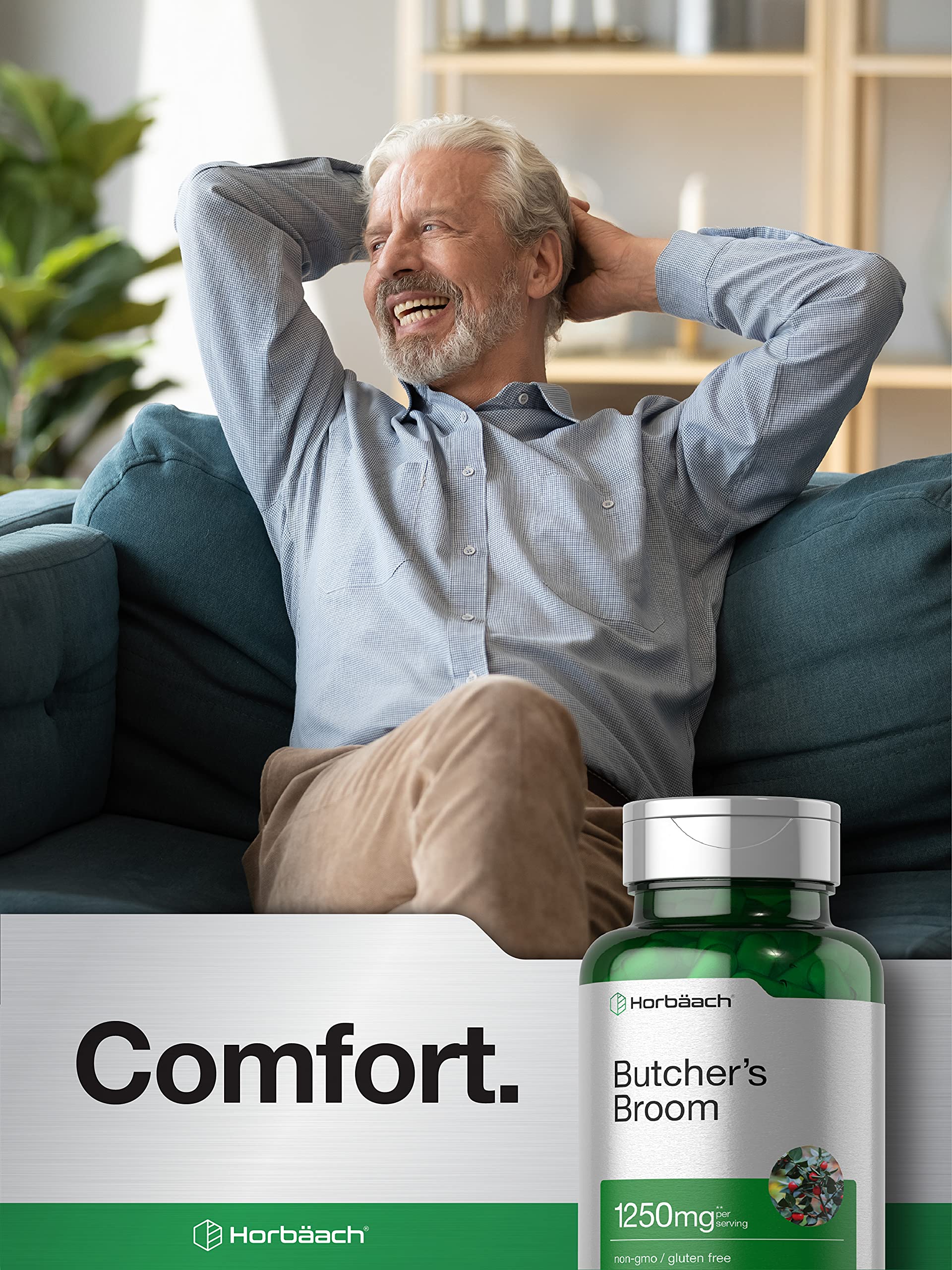 Butchers Broom Capsules 1250mg | 120 Count | Non-GMO, Gluten Free | Traditional Herb Horbäach buy supplements canada
