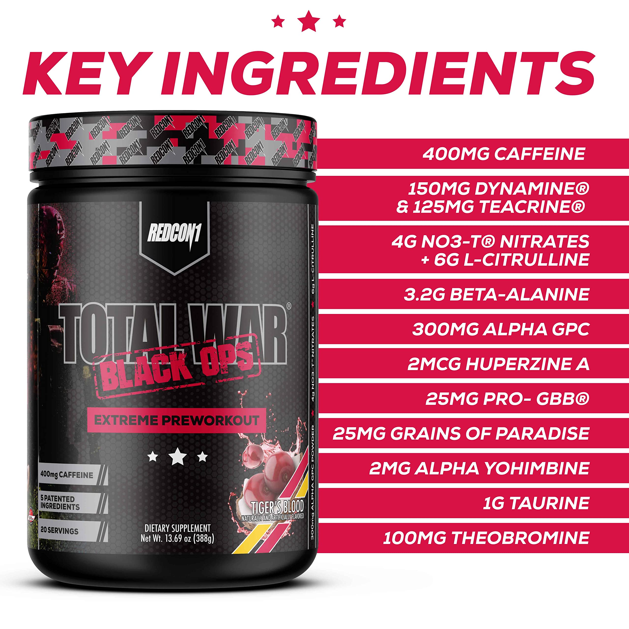 REDCON1 Total War Black Ops Extreme Preworkout Powder, Tigers Blood, High Stimulant REDCON1 buy supplements canada
