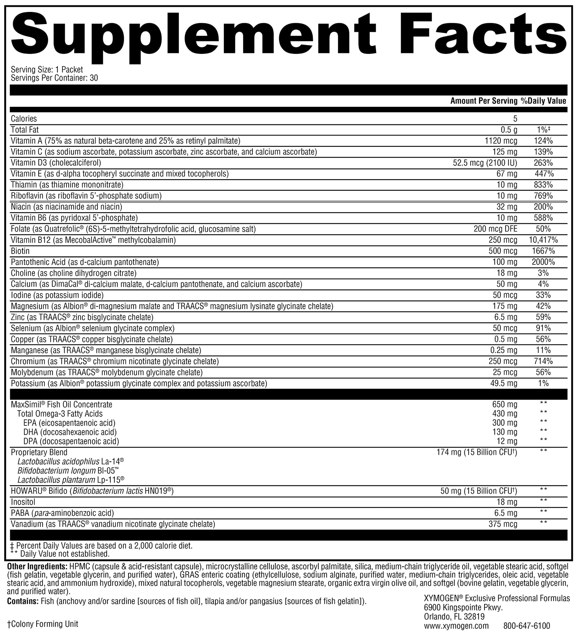 XYMOGEN Foundation Essentials - Daily Supplement Packets for Overall Health - Fish Oil, Magnesium & Probiotics - Travel-Friendly - Gluten-Free & Non-GMO - 30 Packets XYMOGEN buy supplements canada