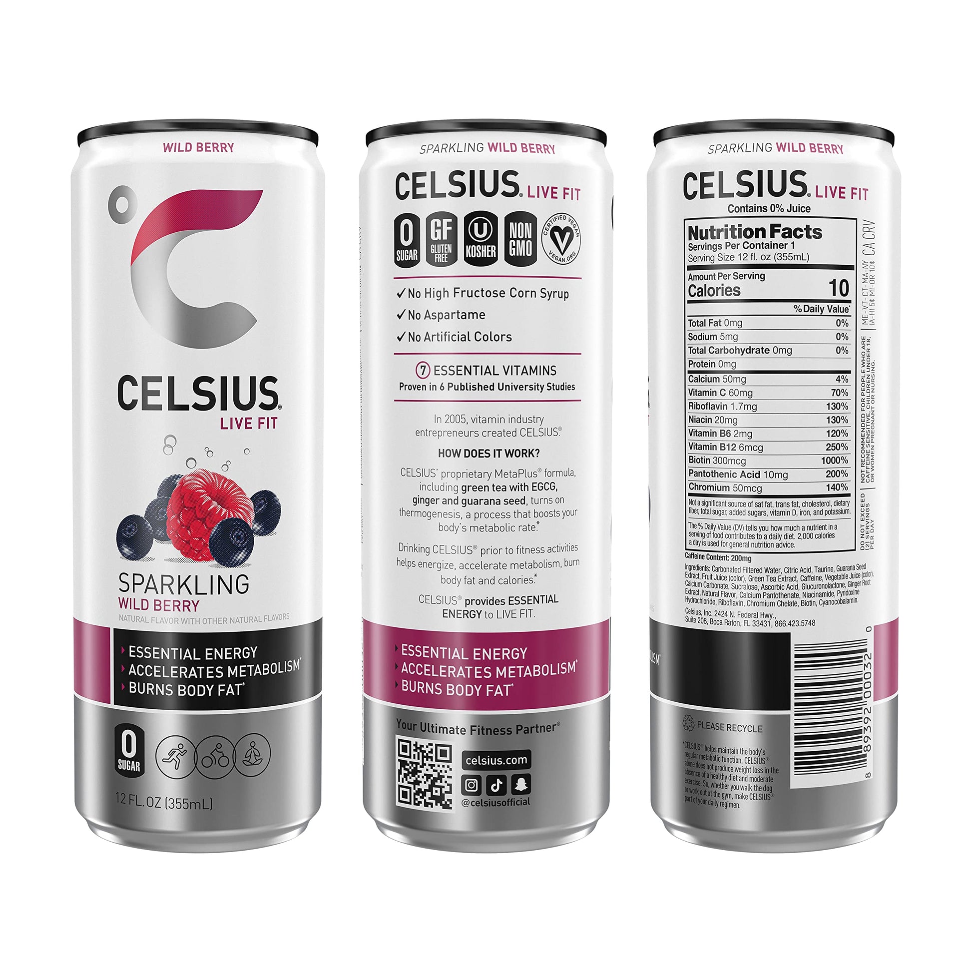 CELSIUS Sparkling Wild Berry, Functional Essential Energy Drink 12 Fl Oz (Pack of 12) CELSIUS buy supplements canada