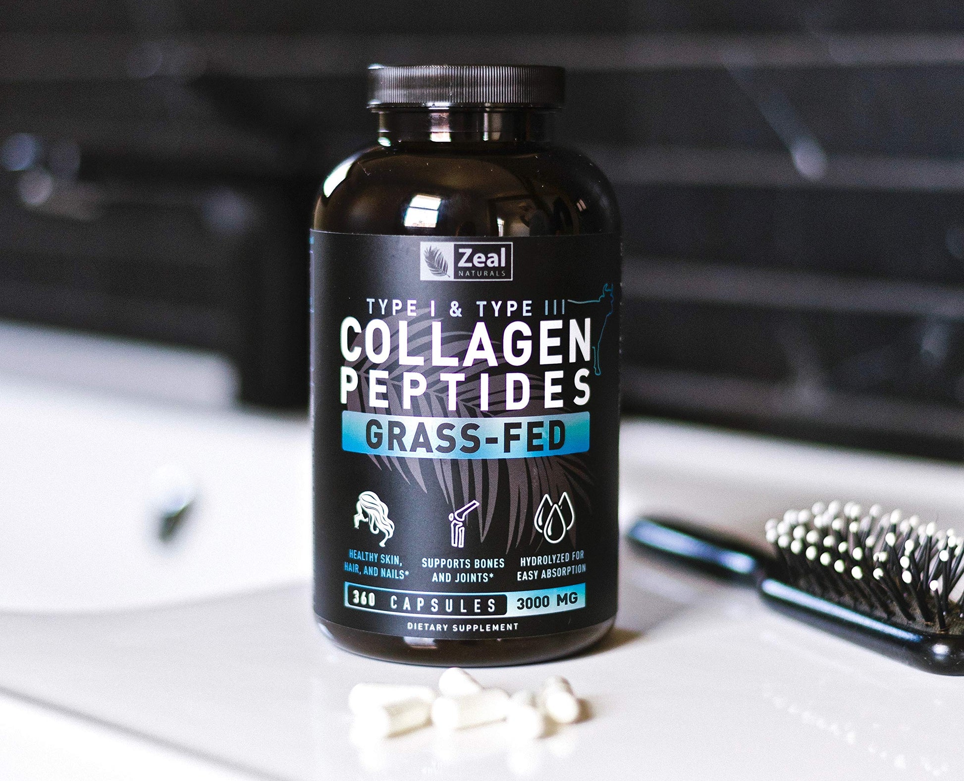 Zeal Naturals Collagen Peptides Collagen Pills (360 Capsules) Grass Fed Collagen Pepetide Powder - Hydrolyzed Collagen Powder for JointTendon SupplementHair Skin and Nails - Zeal Naturals buy supplements canada