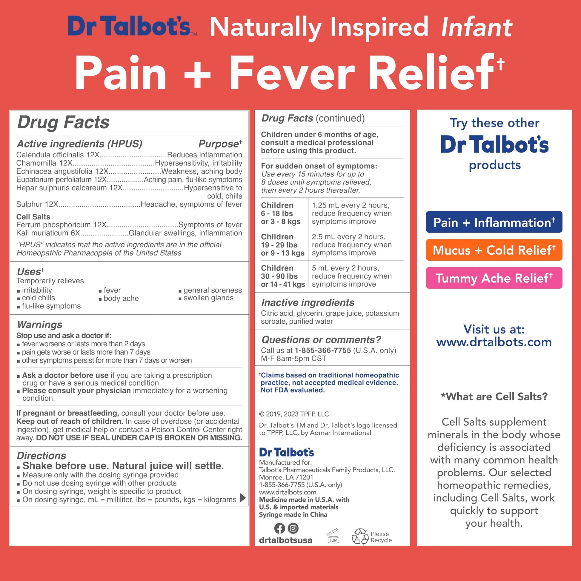 Dr. Talbot's Infant Pain and Fever Relief Liquid Medicine - 4 fl oz - 6+ Months - Grape Juice Flavor - No Alcohol, Dyes, or Parabens - Baby Essentials Dr. Talbot's buy supplements canada