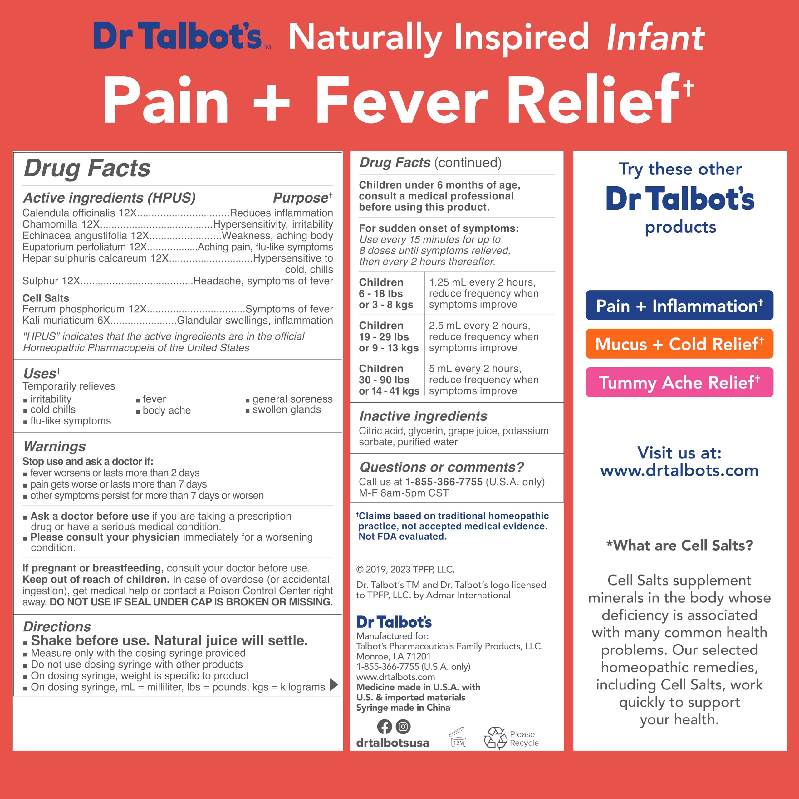 Dr. Talbot's Infant Pain and Fever Relief Liquid Medicine - 4 fl oz - 6+ Months - Grape Juice Flavor - No Alcohol, Dyes, or Parabens - Baby Essentials Dr. Talbot's buy supplements canada