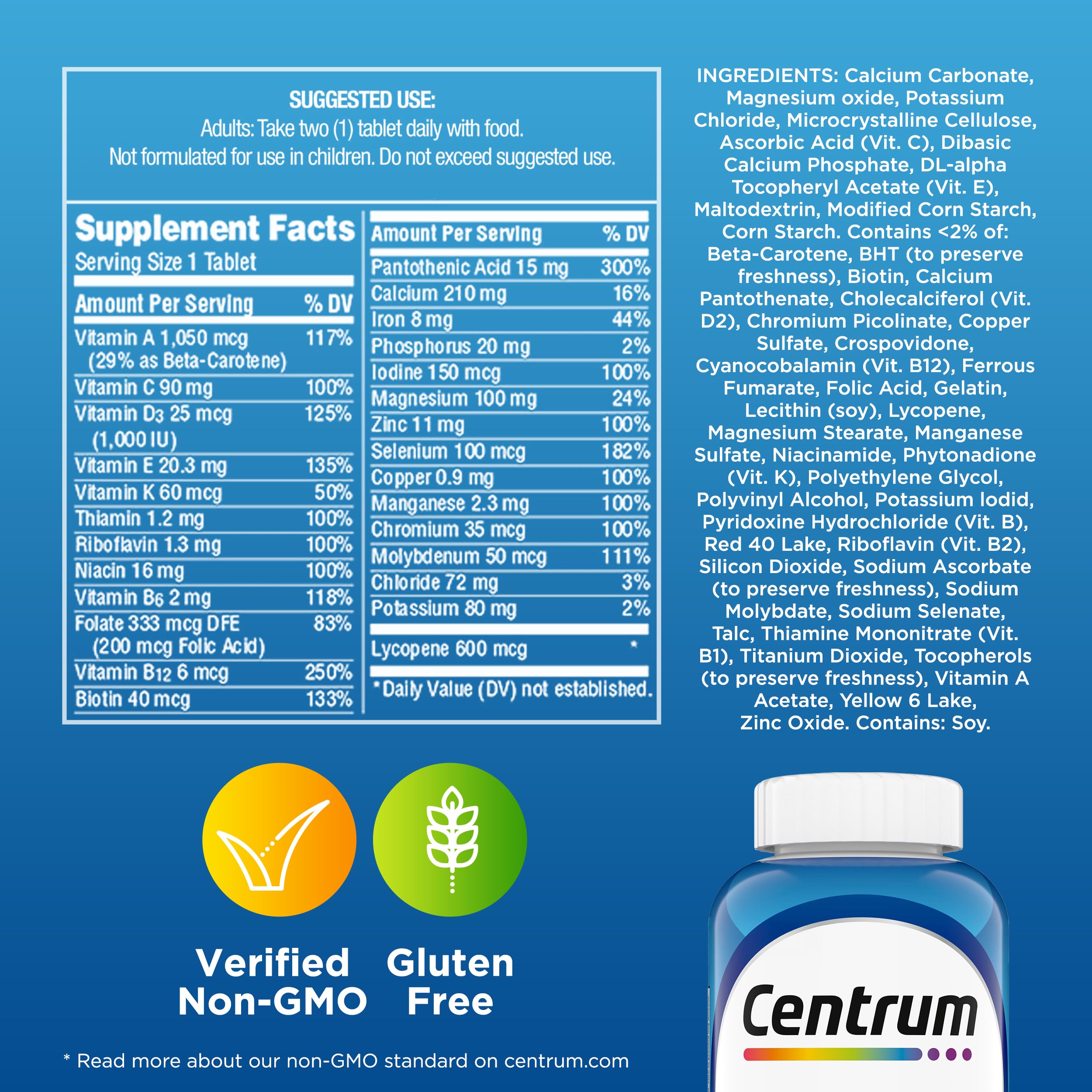 Centrum Multivitamin for Men, Multivitamin/Multimineral Supplement with Vitamin D3, B Vitamins and Antioxidants, Gluten Free Centrum buy supplements canada