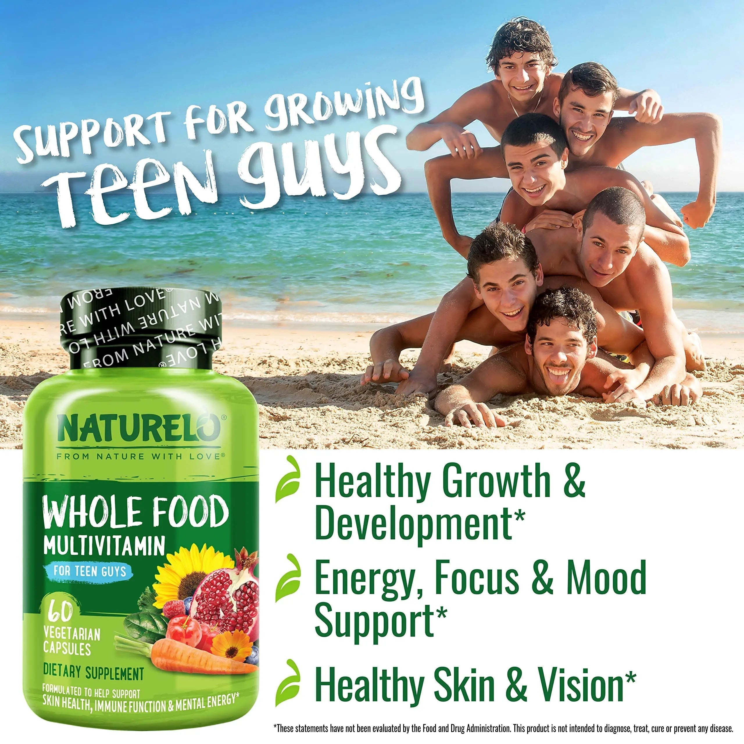 NATURELO Teen Multivitamin - Whole Food Multivitamin for Teenage Boys - Minerals Supplement for Active Kids NATURELO buy supplements canada