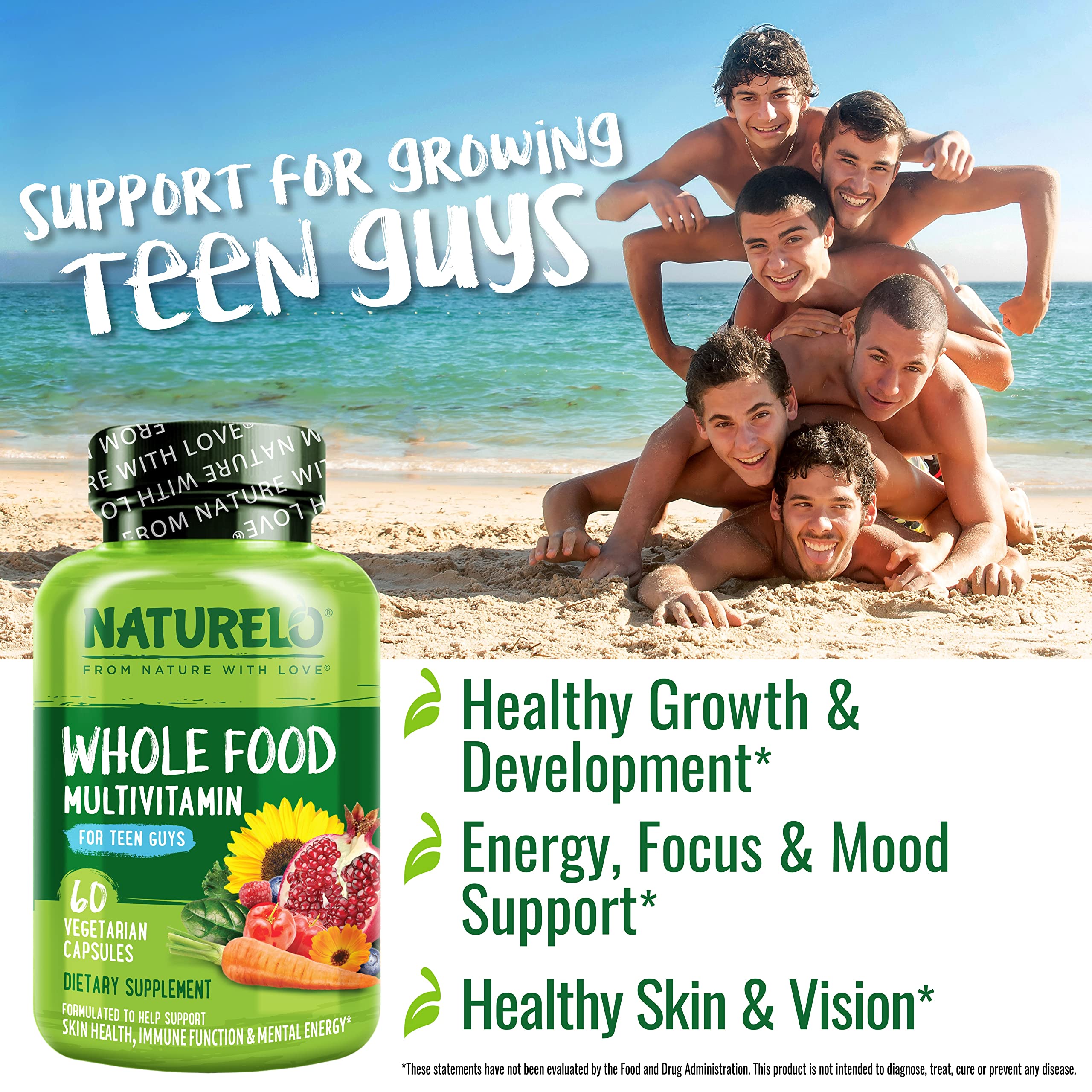 NATURELO Teen Multivitamin - Whole Food Multivitamin for Teenage Boys - Minerals Supplement for Active Kids NATURELO buy supplements canada