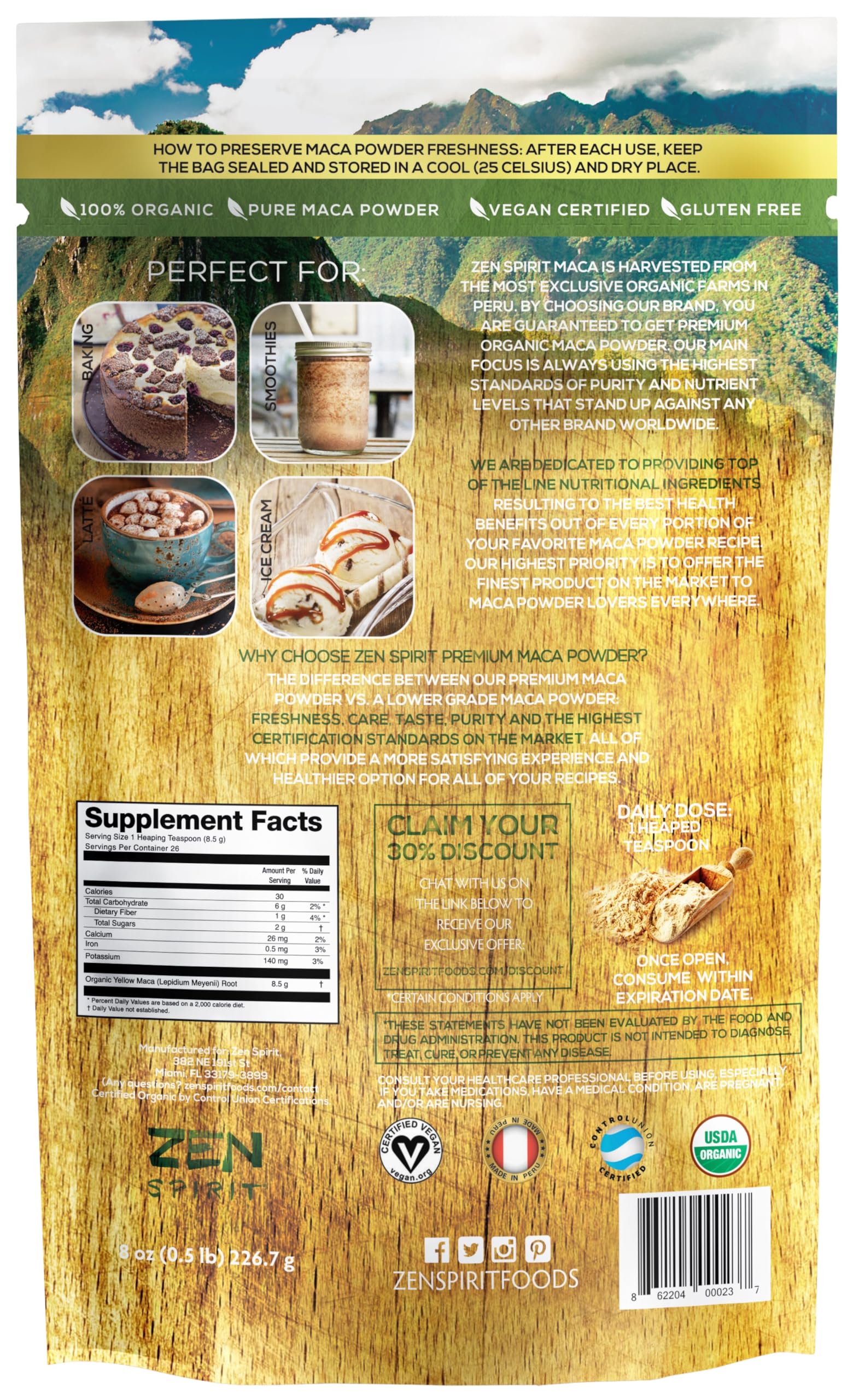 Zen Spirit Maca Root Powder Organic - Peruvian Root Premium Grade Superfood (Raw) Zen Spirit buy supplements canada