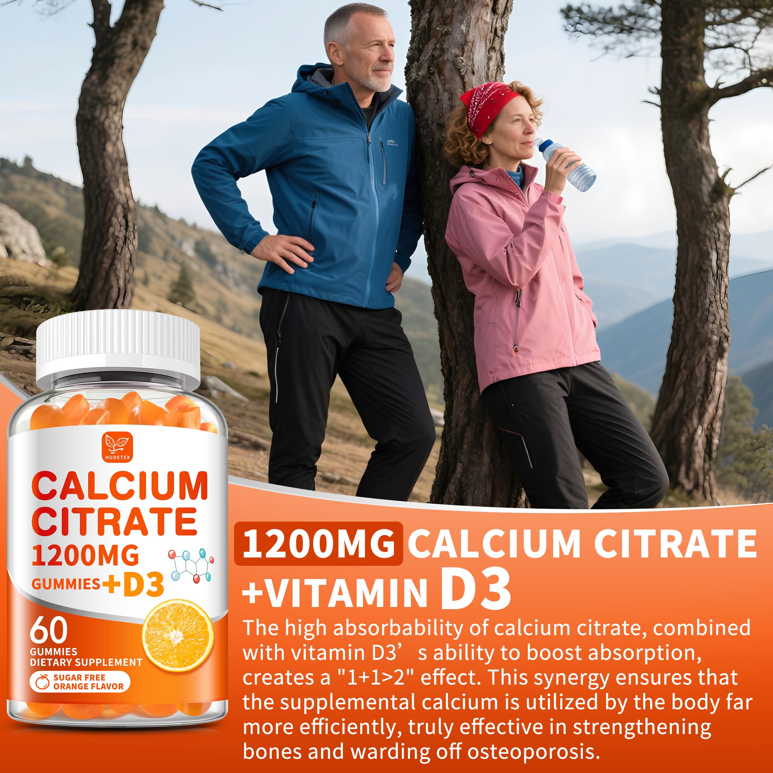 (2 Pack) Calcium Citrate 1200 mg with Vitamin D3 Gummies for Women & Men,Calcium Supplements for Bone & Teeth Support,High Absorption - Easy to Digest, Hudetex buy supplements canada