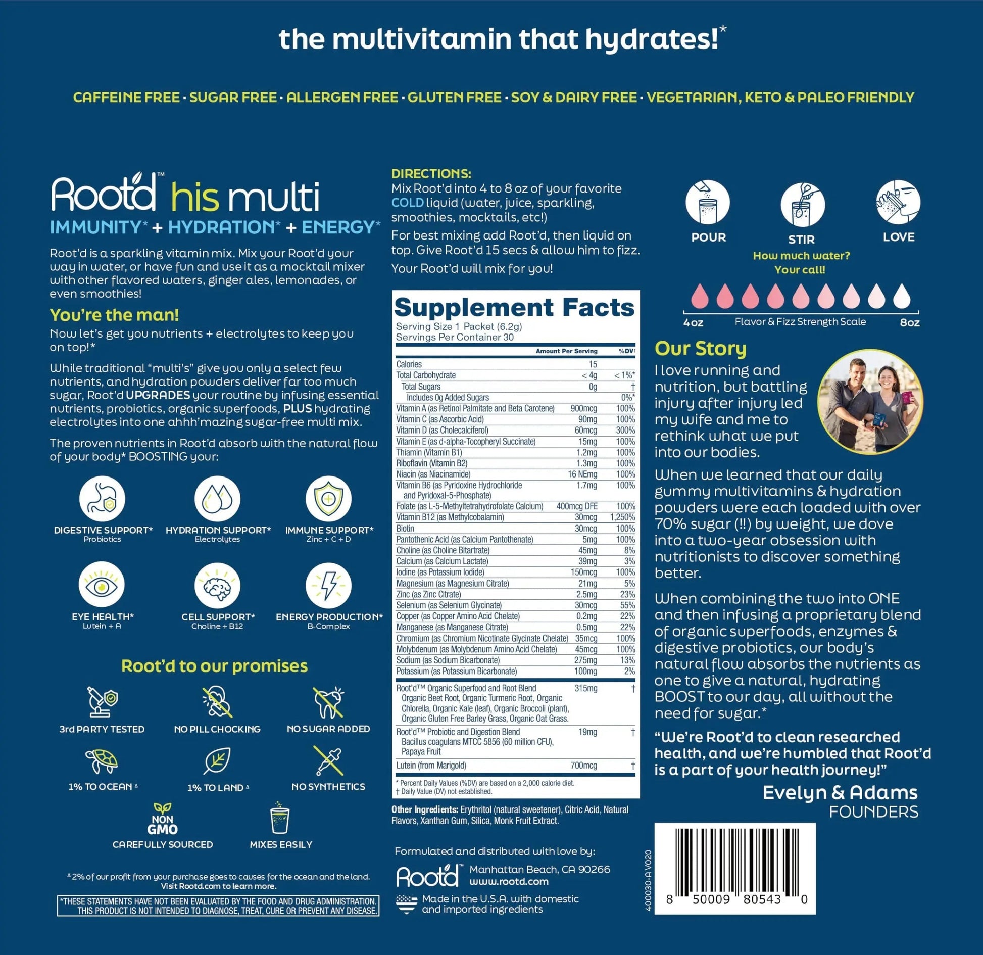 Root'd Multivitamin Powder for Men - 24 Vitamins & Minerals with 3X Electrolytes, 9 Organic Superfoods, Probiotics & Enzymes Root'd buy supplements canada