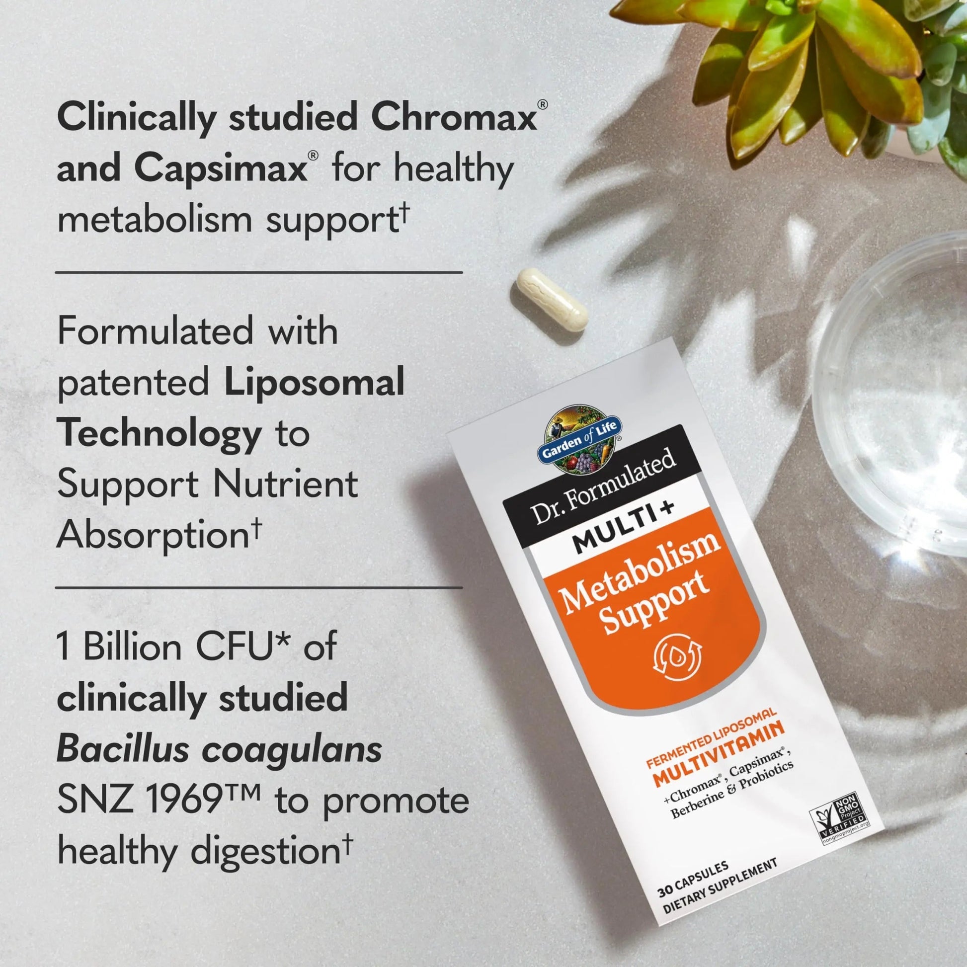 Garden of Life Dr. Formulated Multi+ Metabolism Support - Fermented Liposomal Multivitamin + Chromax, Capsimax, Berberine & Probiotics - 30 Capsules Garden of Life buy supplements canada