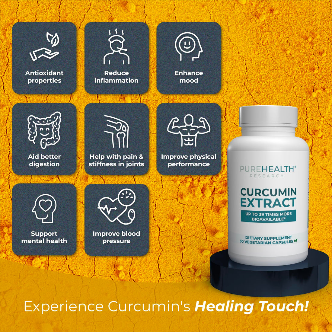 PUREHEALTH RESEARCH Curcumin Extract - High Absorption Turmeric Supplement for Robust Immune Support - Joint Support for Overworked Joints and Muscles - Powered by Curcugen x39 Bioavailable - 1 Bottle PUREHEALTH RESEARCH buy supplements canada