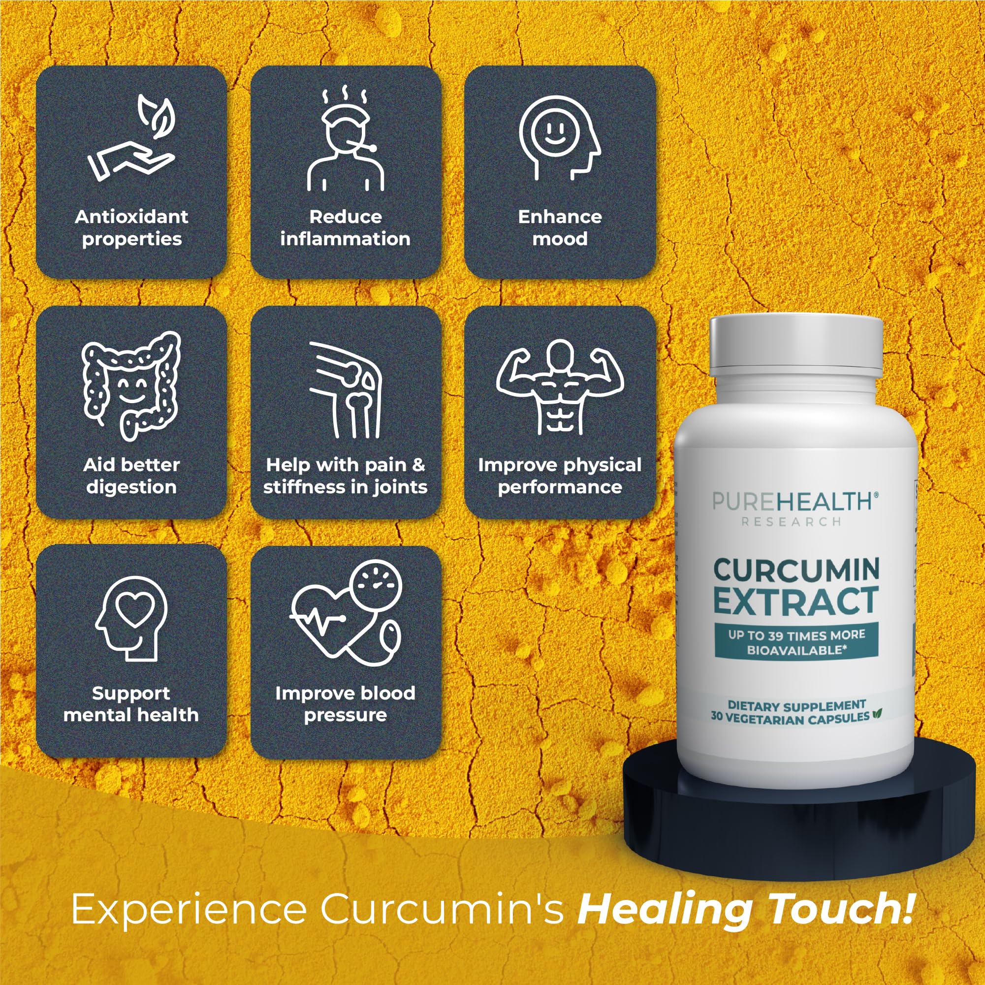 PUREHEALTH RESEARCH Curcumin Extract - High Absorption Turmeric Supplement for Robust Immune Support - Joint Support for Overworked Joints and Muscles - Powered by Curcugen x39 Bioavailable - 1 Bottle PUREHEALTH RESEARCH buy supplements canada