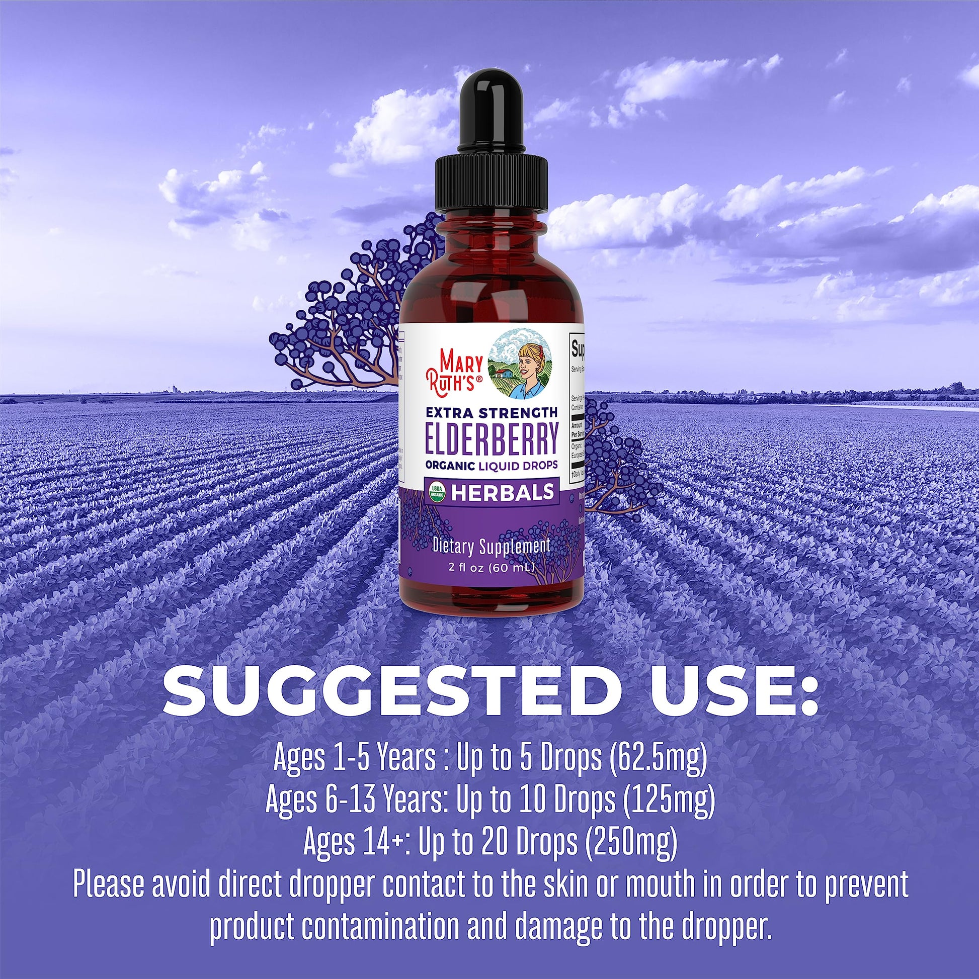 MaryRuth Organics Elderberry Syrup Extra Strength, USDA Organic Elderberry, Sugar Free Adults & Kids Immune Support Supplement for Ages 1+, Clean Label Project Verified®, Vegan, Gluten Free, 2 Fl Oz MARYRUTH'S buy supplements canada
