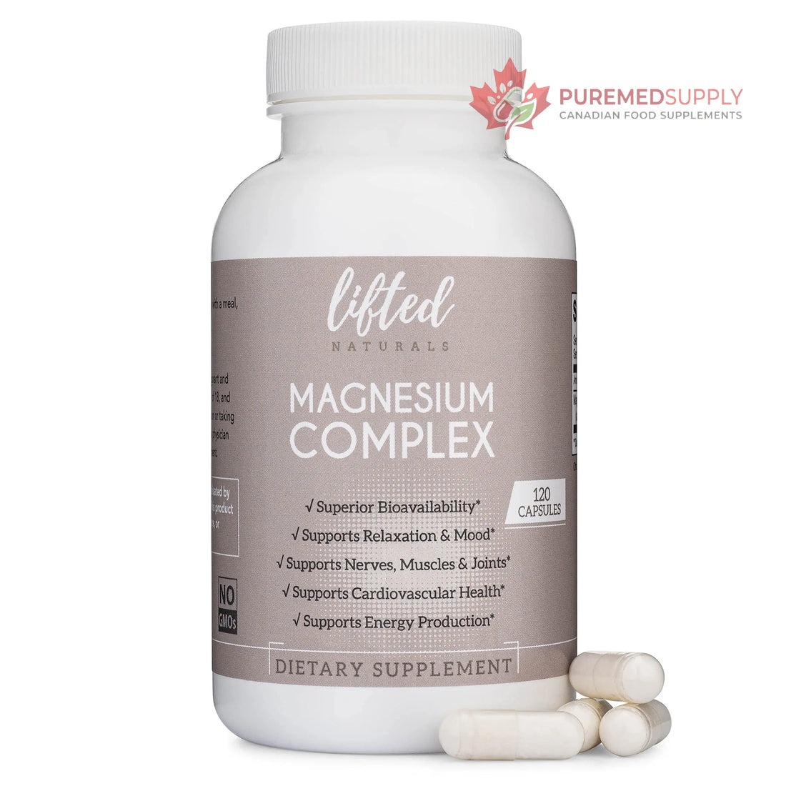 Magnesium Complex - Lifted Naturals Magnesium Supplement w/Bisglycinate, Malate, Taurate - 120 Capsules - Bioavailable Magnesium Formula for Mood, Sleep, Energy Support* Lifted Naturals buy supplements canada
