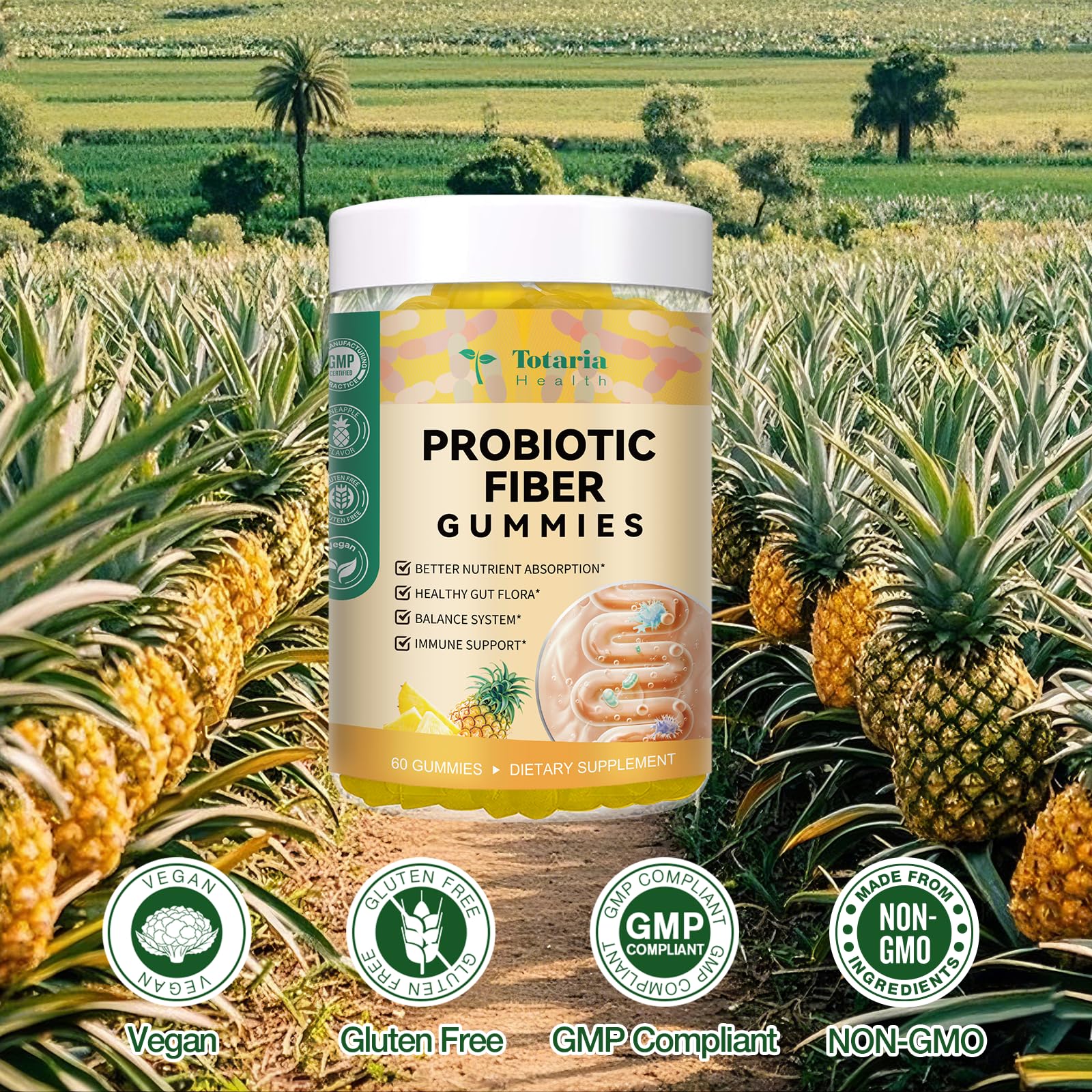 9-in-1 Probiotic Prebiotic Fiber Gummies for Adults & Teens, Fiber Supplement Pro with 5 Billion CFU Bacillus Coagulans, Psyllium Husk, FOS, Inulin, ACV for Digestion Totaria buy supplements canada