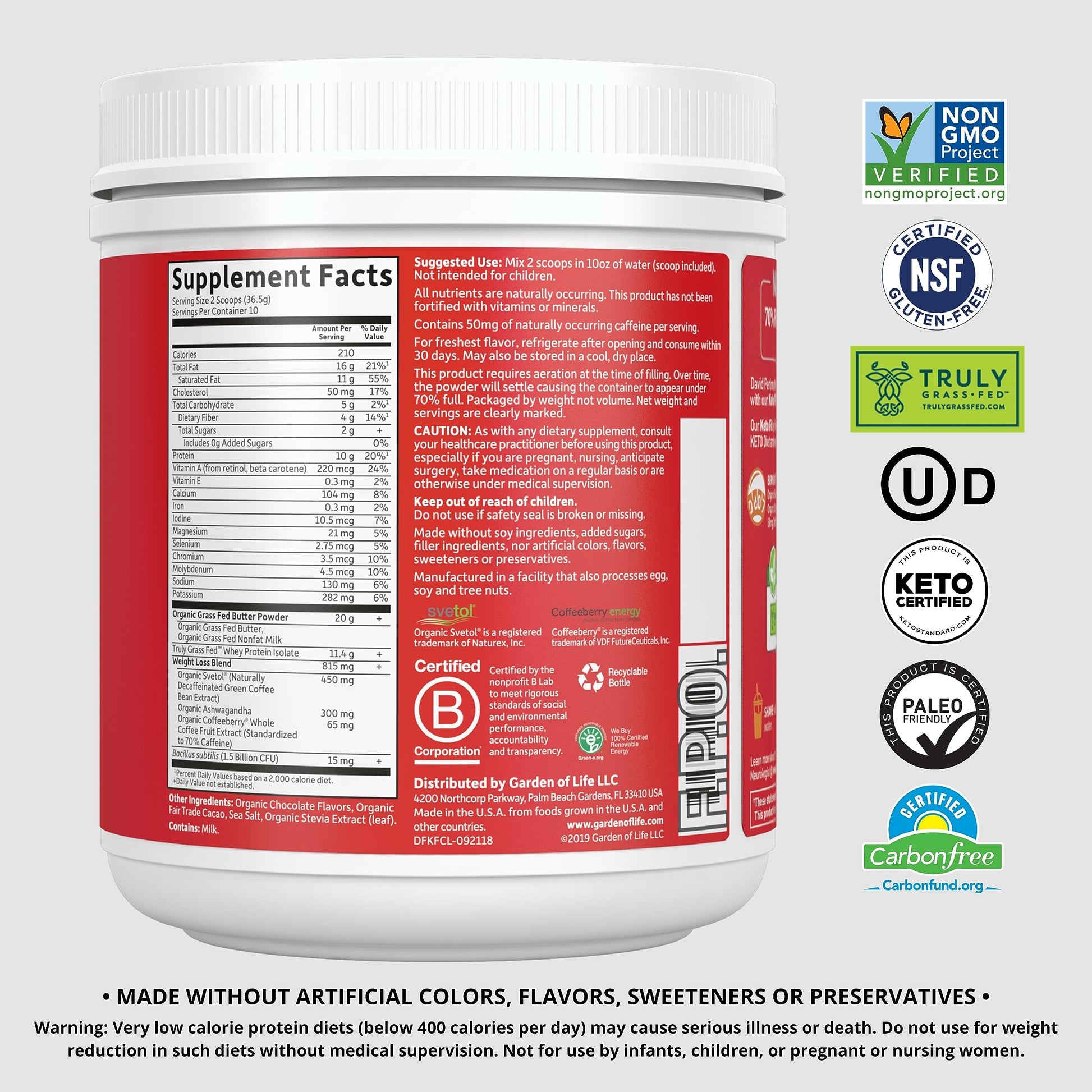 Garden of Life Dr. Formulated Keto Fit Weight Loss Shake - Chocolate Powder, 10 Servings Garden of Life buy supplements canada