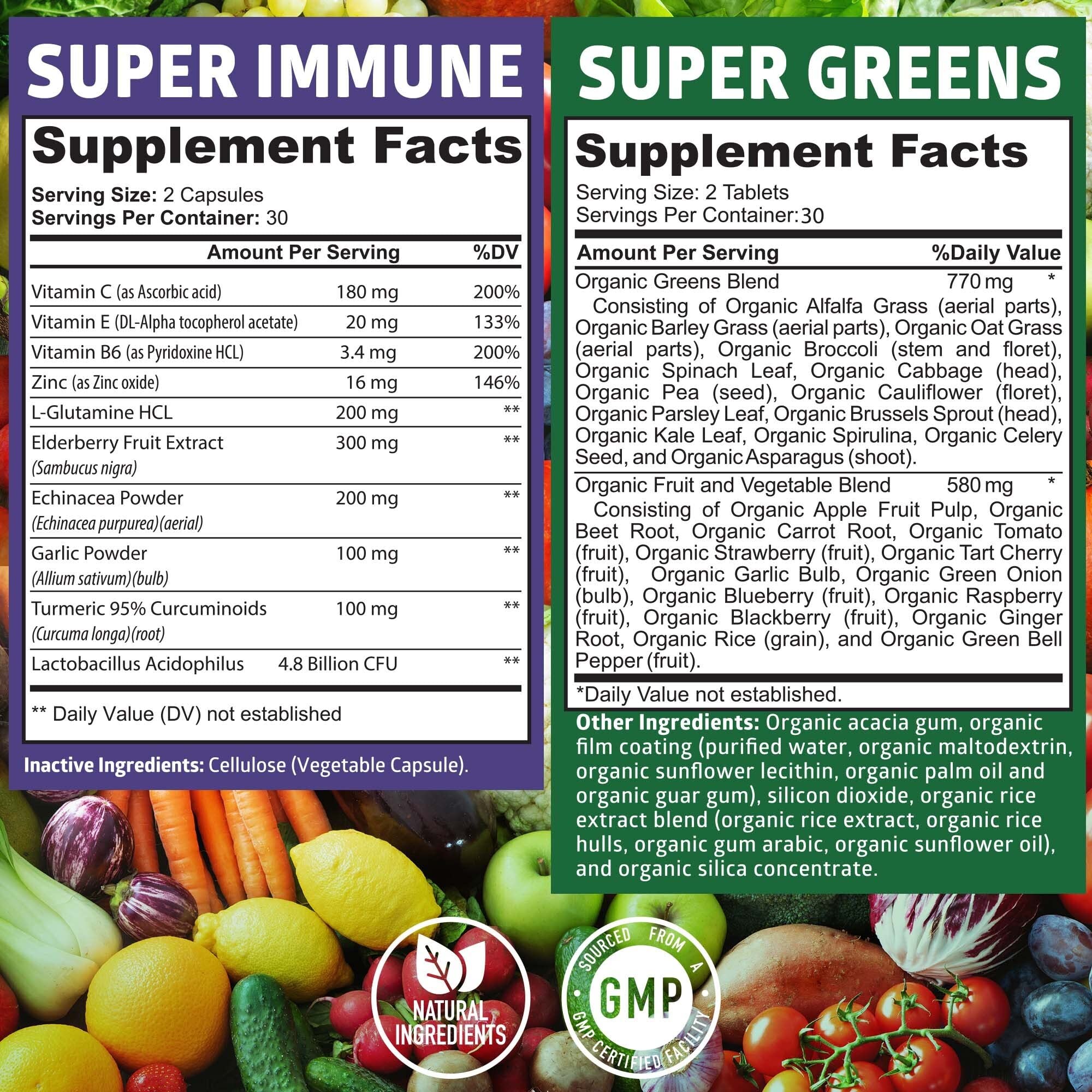 N1N Premium Organic Super Fruits & Veggies + Immune Support [38 Powerful Ingredients], Natural Super Greens Supplement with Alfalfa, Vitamins & Minerals, Zinc, Turmeric and Probiotic, 120 Caps Number One Nutrition buy supplements canada