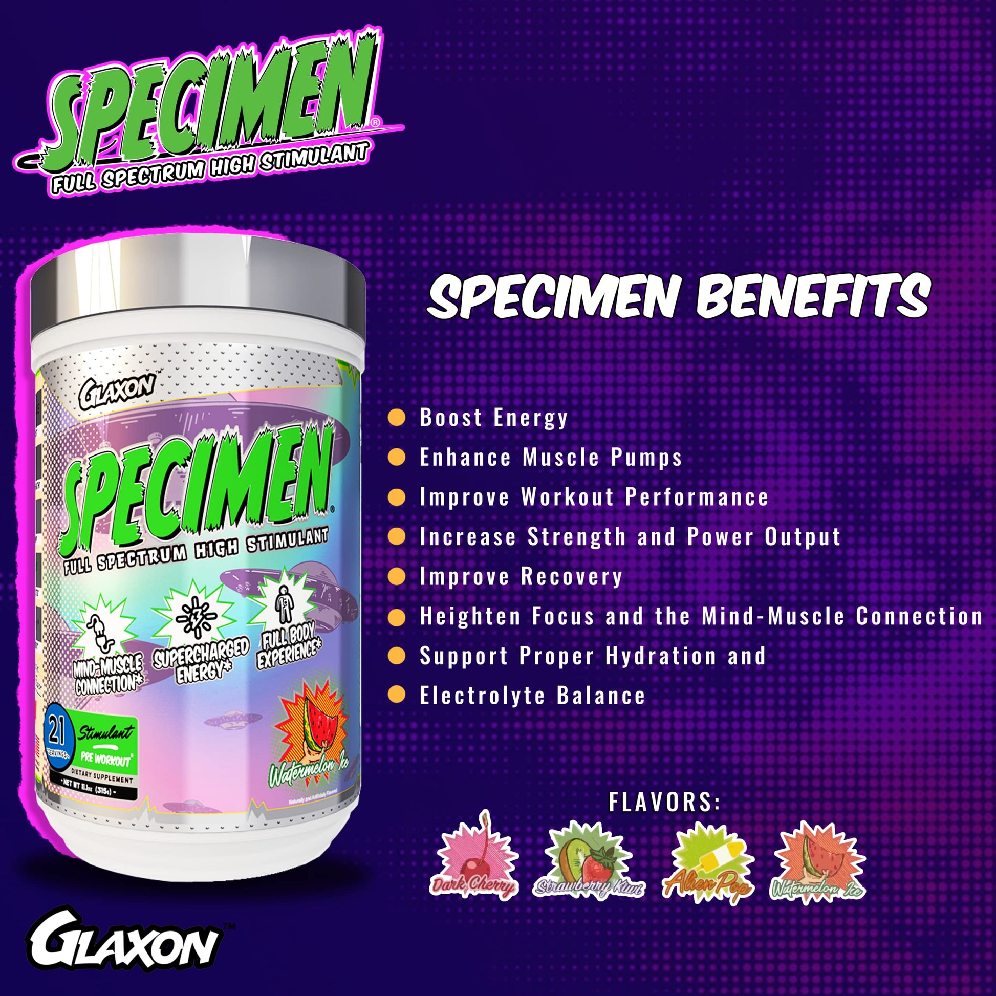 Glaxon Specimen High Stimulant Pre Workout Powder, Preworkout with 300mg Caffeine Glaxon buy supplements canada