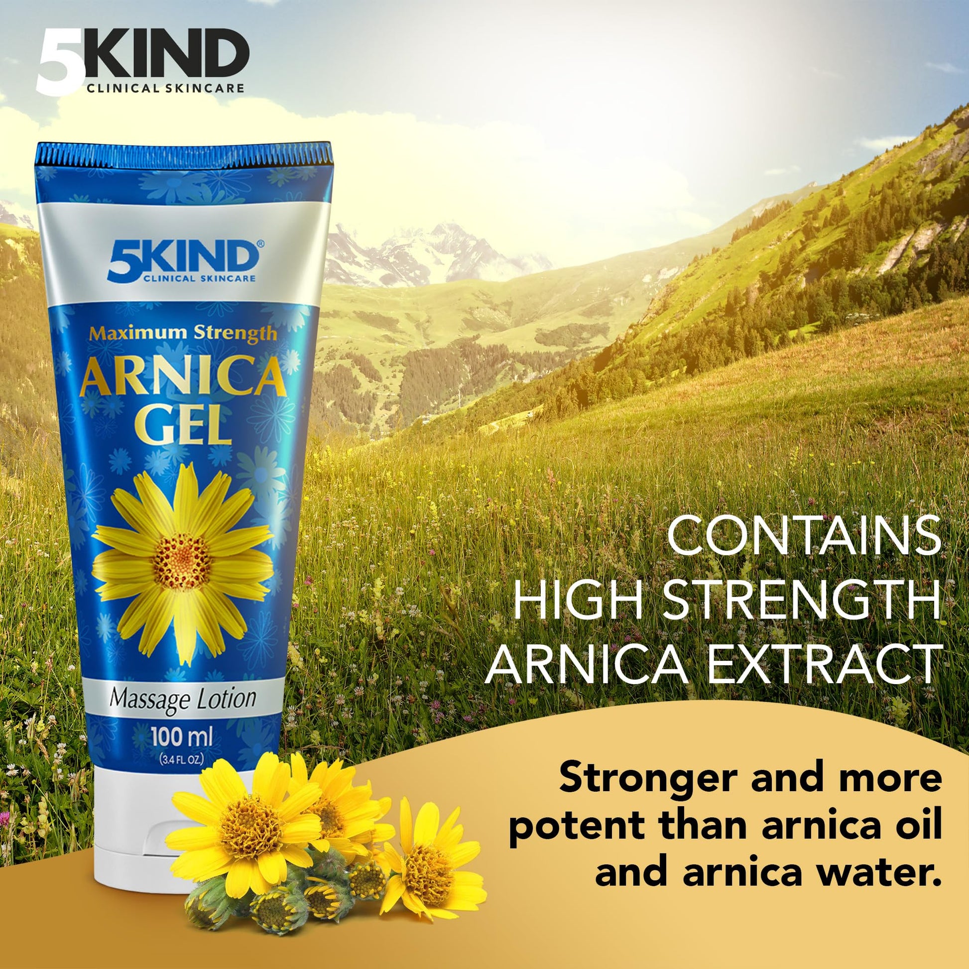 5kind Maximum Strength Arnica Bruise Gel 3.4 Fl Oz - Arnica Gel for Bruising and Swelling - Arnica Montana Gel with High Concentration Extract - Non-Greasy Formula 5kind clinical skincare buy supplements canada