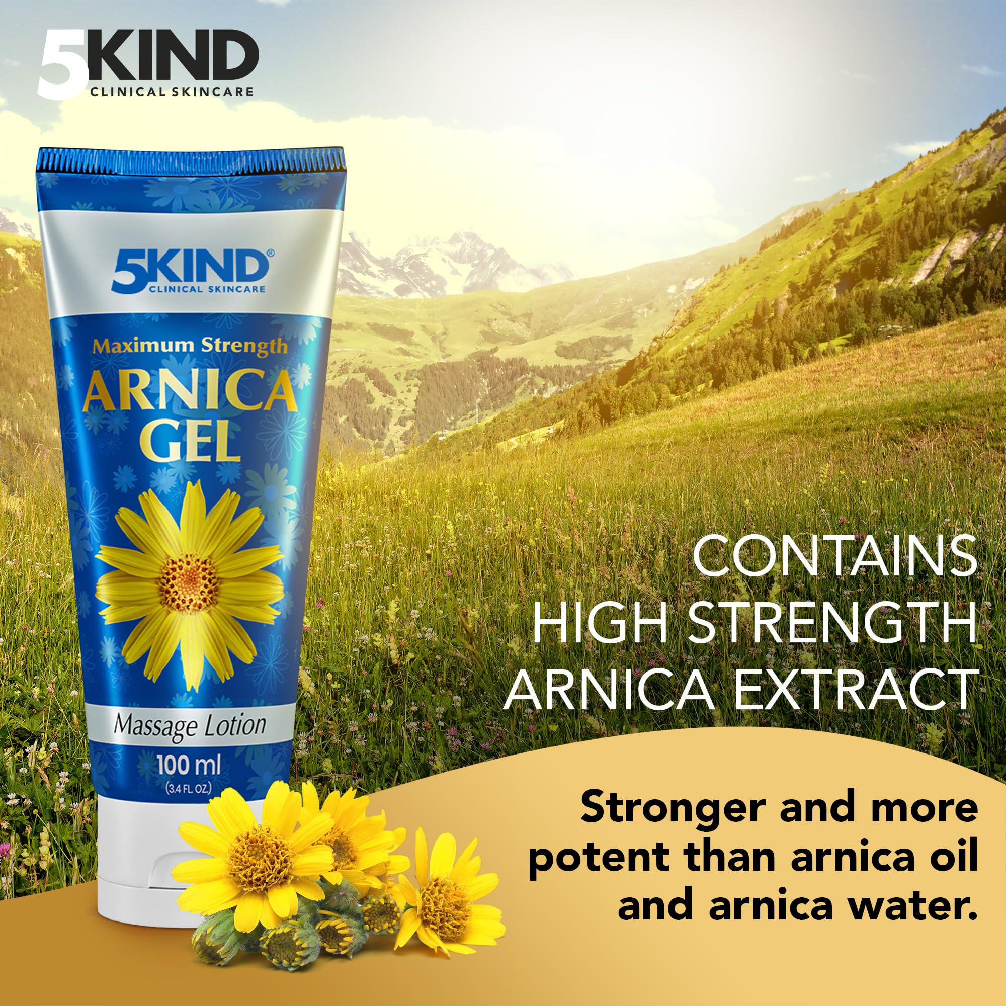 5kind Maximum Strength Arnica Bruise Gel 3.4 Fl Oz - Arnica Gel for Bruising and Swelling - Arnica Montana Gel with High Concentration Extract - Non-Greasy Formula 5kind clinical skincare buy supplements canada