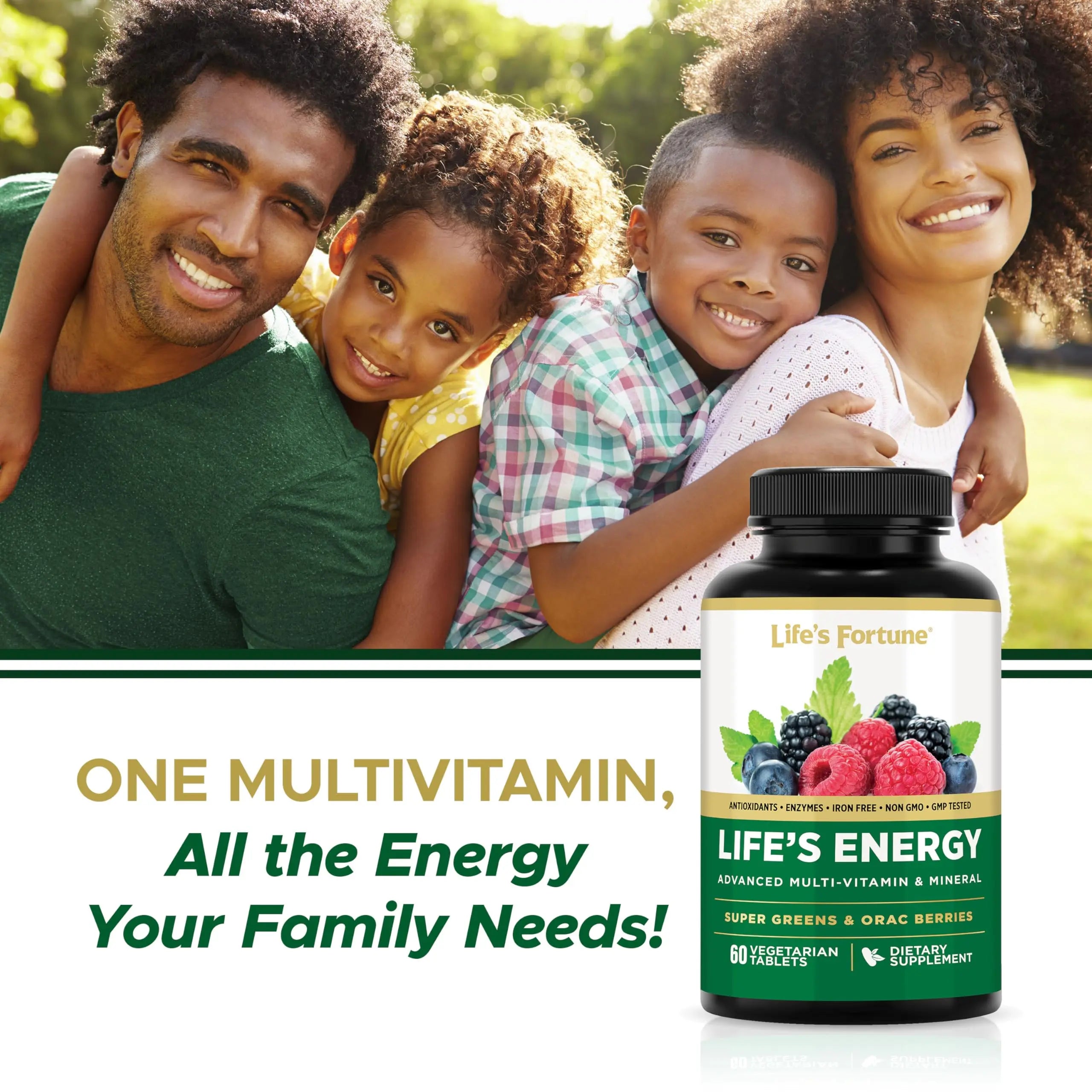 Life's Energy Advanced Daily Multivitamin for Men & Women, Energy and Immune Support Supplement with Super Greens, Antioxidants, Enzymes Life's Fortune buy supplements canada