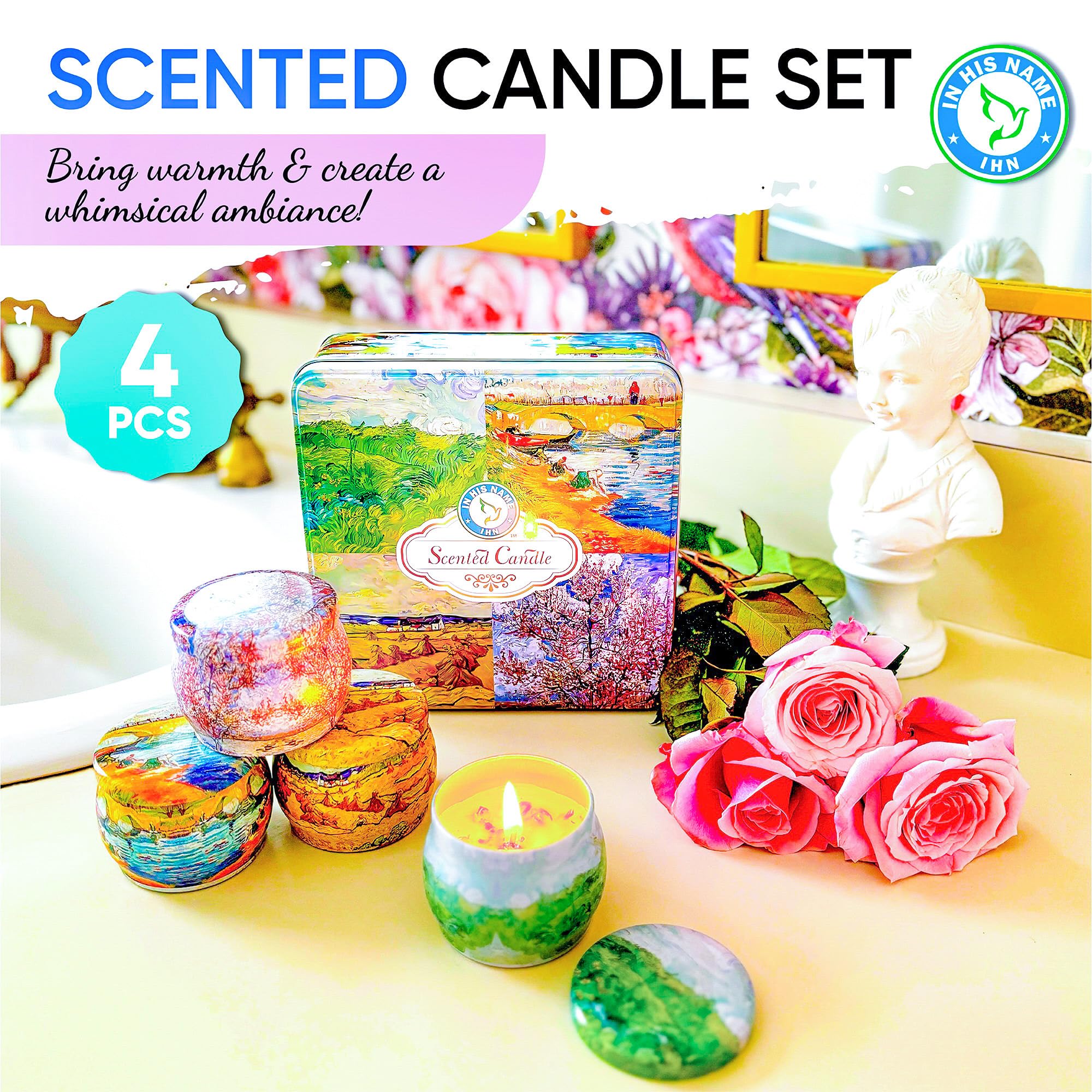 Scented Candles Gift for Women, 4 Pack, Reusable Tin Box, Luxury Candles for Home In His Name buy supplements canada