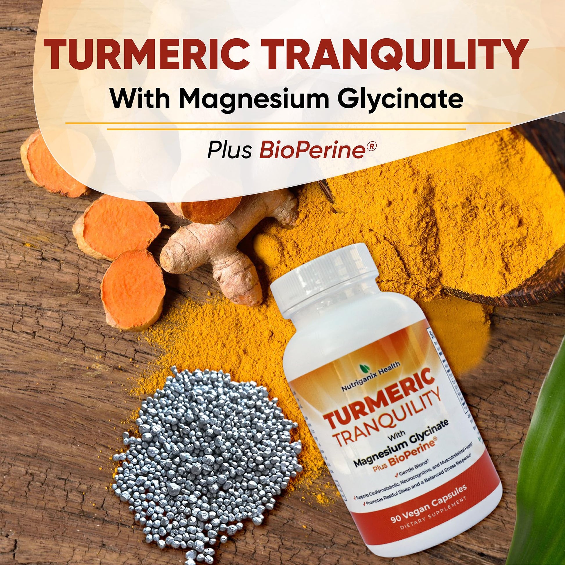Turmeric Tranquility Turmeric Curcumin & Magnesium Glycinate with BioPerine – Support for Stress Relief, Sleep, Heart Health, Muscles, Metabolism, and Joint Health* - High Absorption - 90 Capsules (1) Nutriganix buy supplements canada
