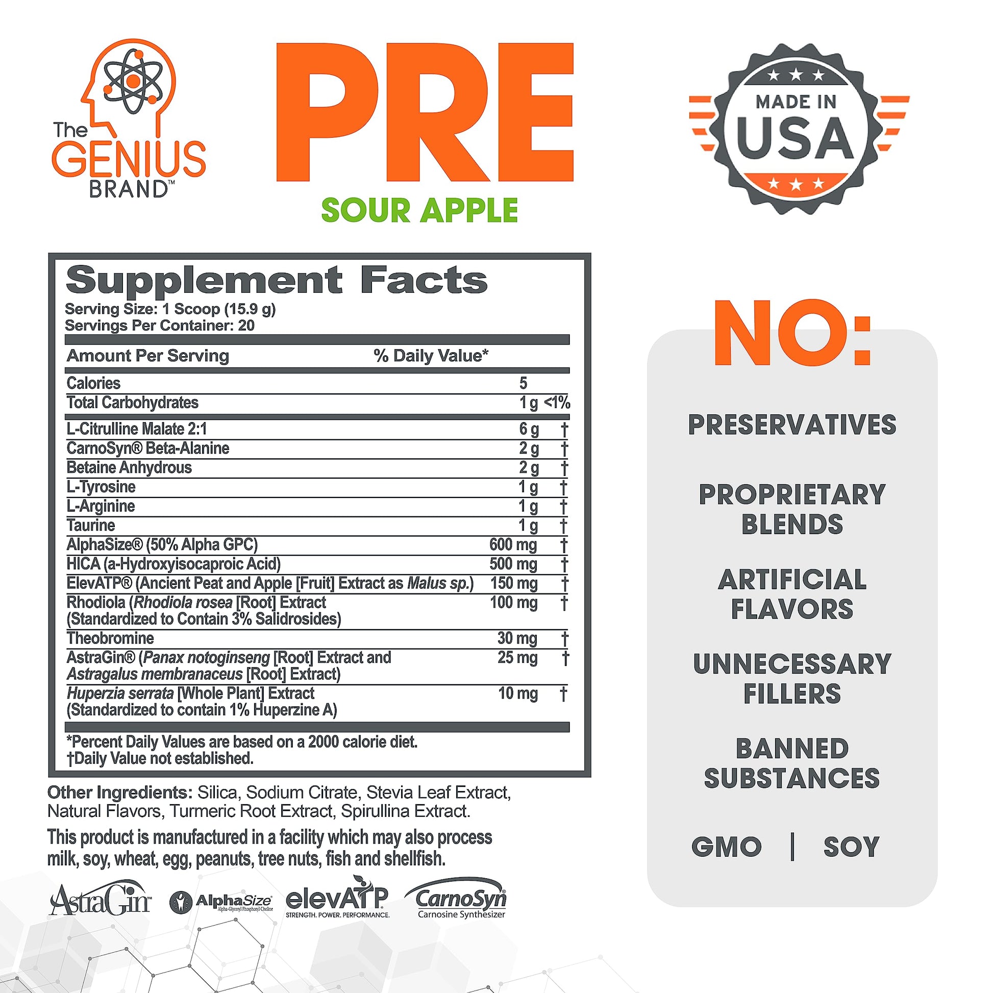 Genius Pre Workout Powder, Sour Apple, and Genius Micronized Creatine Monohydrate The Genius Brand buy supplements canada