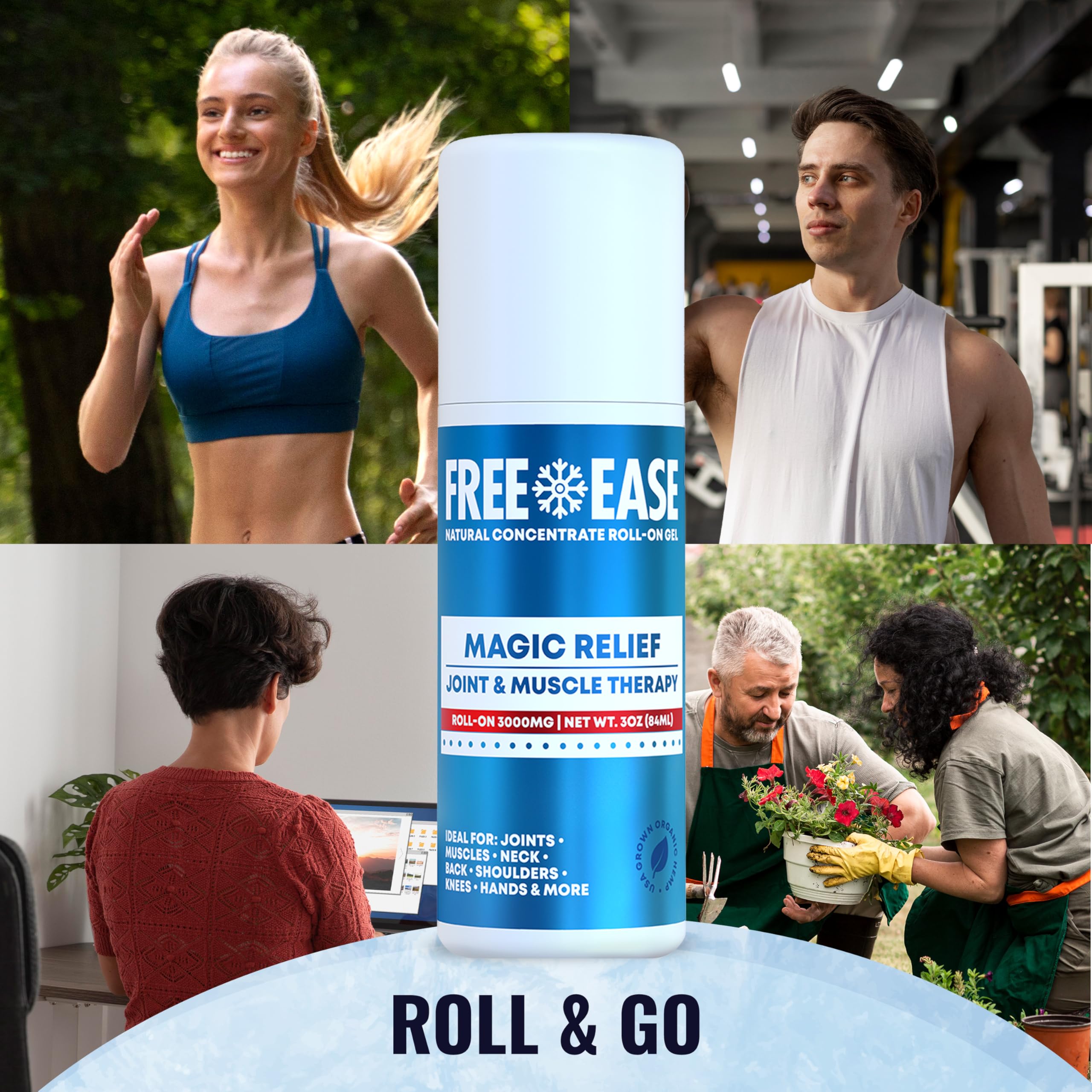 Free-Ease Magic Relief Roller – Nerve Joint and Muscle Pain Relief Roll On – Fast Cooling Therapy for Back, Neck, Shoulder, Knee Pain - Supports Joint Flexibility and Overall Mobility - Made in USA FREE EASE buy supplements canada