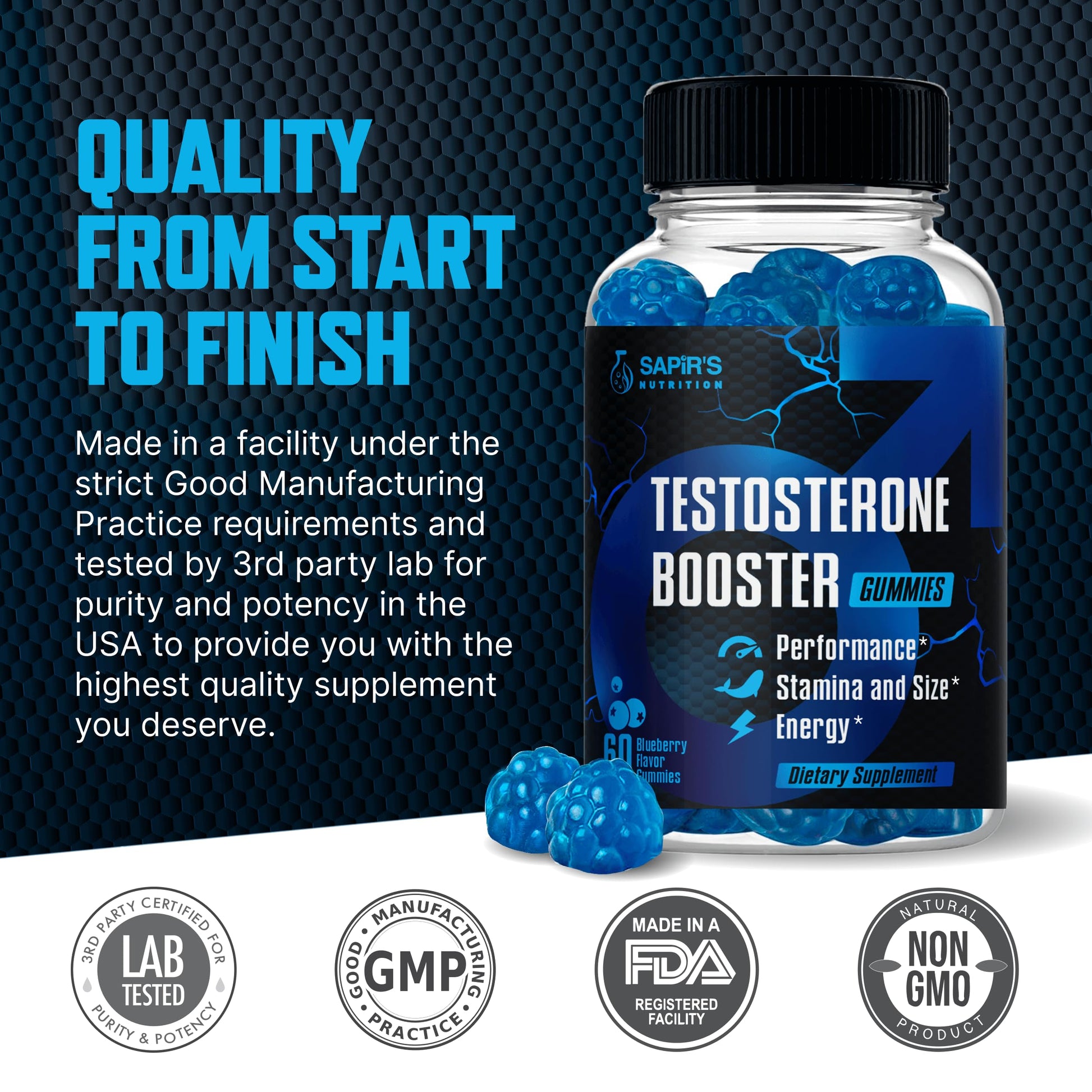 Testosterone Booster Gummies, Male Enhancing Supplement, Add 2 in” Enlargement Gummies for Men , Male Enhancement Chews Energy, Strength, Stamina, Endurance, Performance, Natural Blue Berry Chews Sapir's Nutrition buy supplements canada